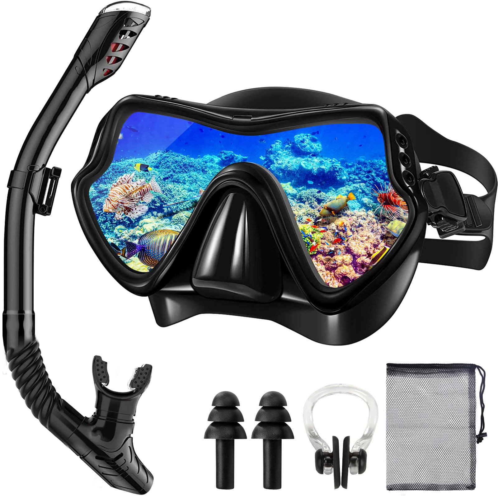Zestaw do snorkelingu z fajką i okularami do nurkowania, 3 kolory