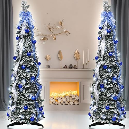 Miniatura 2 de Árbol de Navidad desplegable de 4 pies para decoración de interiores, mini árbol de Navidad preiluminado con 60 luces, árbol de Navidad artificial