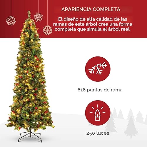 Vista 5 de Best Choice Products - Arbol de navidad delgado iluminado