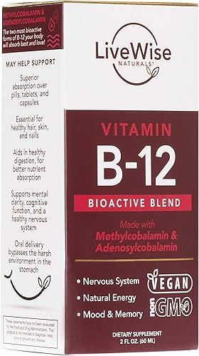 Miniatura 7 de Vitamina líquida B12 sublingual  Gotas de vitamina líquida vegana B12 totalmente naturales  Suplemento de metilcobalamina de adenosilcobalamina B12