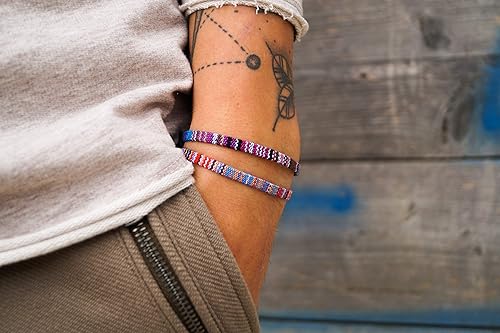 Vista 54 de Made by Nami Juego de 2 pulseras bohemias estilo surfista para mujeres y hombres, impermeables, ajustables, trenzadas, juego de 2 para estilo étnico