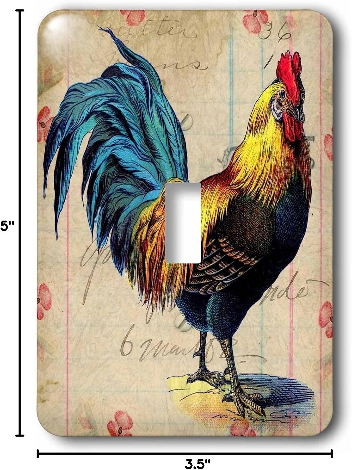 3dRose LLC lsp_108229_1 Vintage Rooster Digital Art By Angelandspot Single Toggle Switch