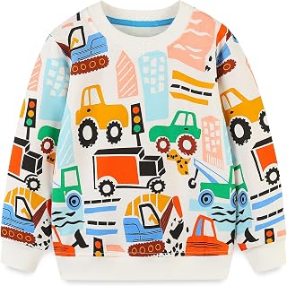 Bumeex Toddler Boys Crewneck Sweatshirts Cotton Long Sleeve Shirt Tops 2-7Y | 100% Cotton,Machine Washable,Crewneck,Fall Winter Spring Cute Fashion Clothing for Everyday Wear,School,Outdoor Play