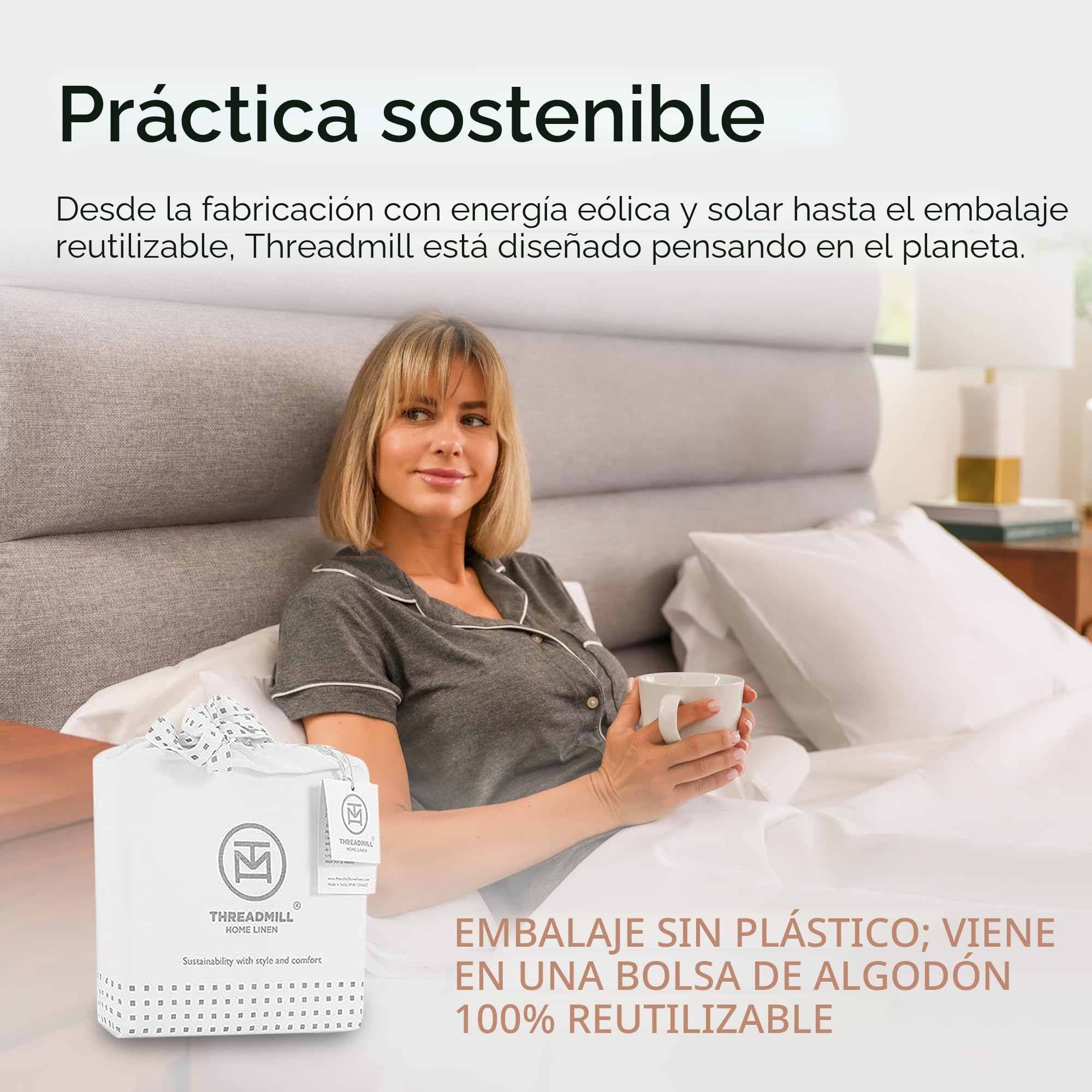 Threadmill Home Linen Juego de sábanas de 1000 Hilos 100% algodón Supima ELS, tamaño California King, Ropa de Cama de Lujo, Juego de sábanas de 4 Piezas, Color Blanco, Tejido de satén Suave.