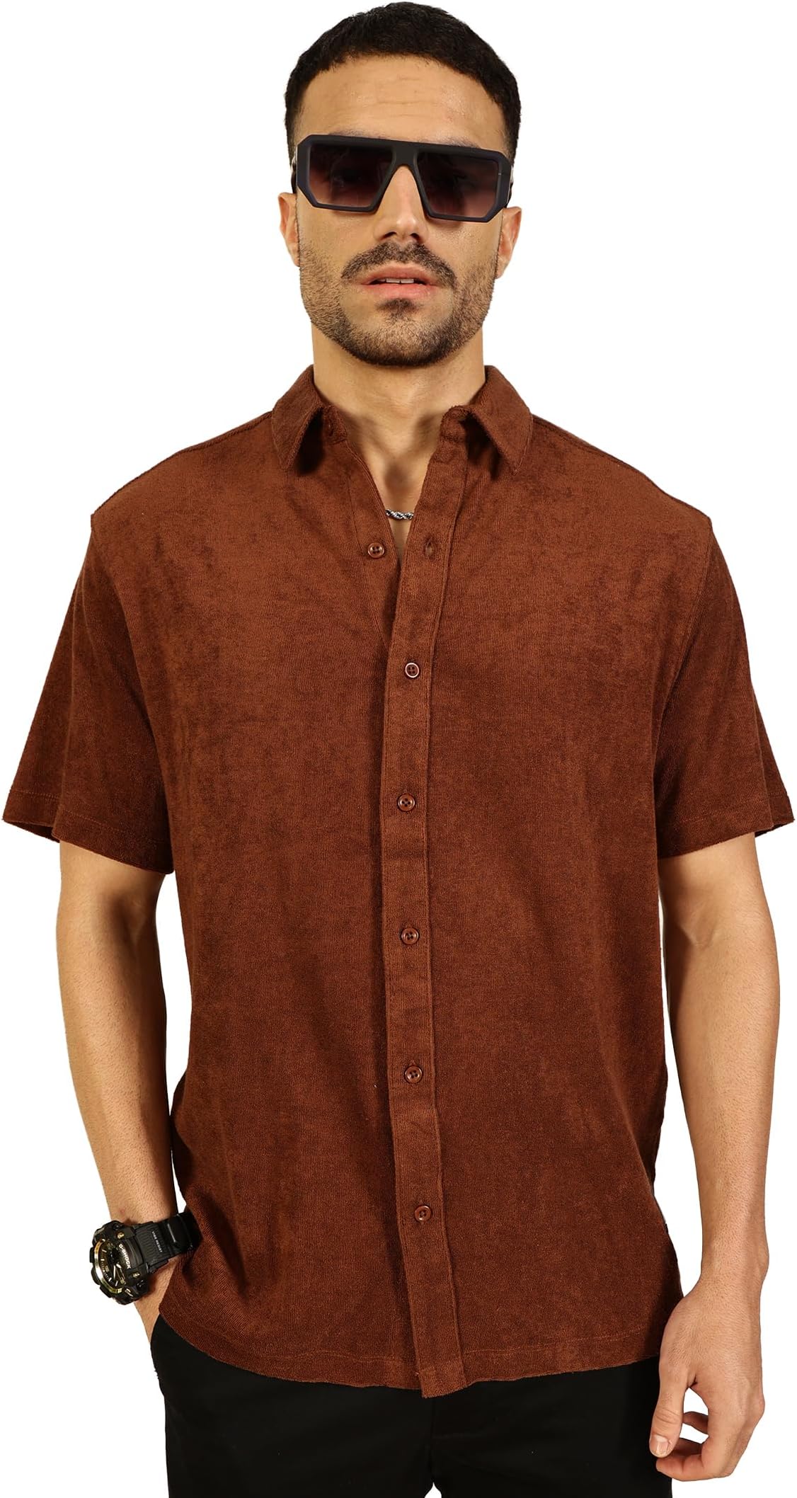 - Men's | Solid | Half Sleeve | Relaxed Fit | Cotton Polyester Blend | Spread Collar | Casual Shirt