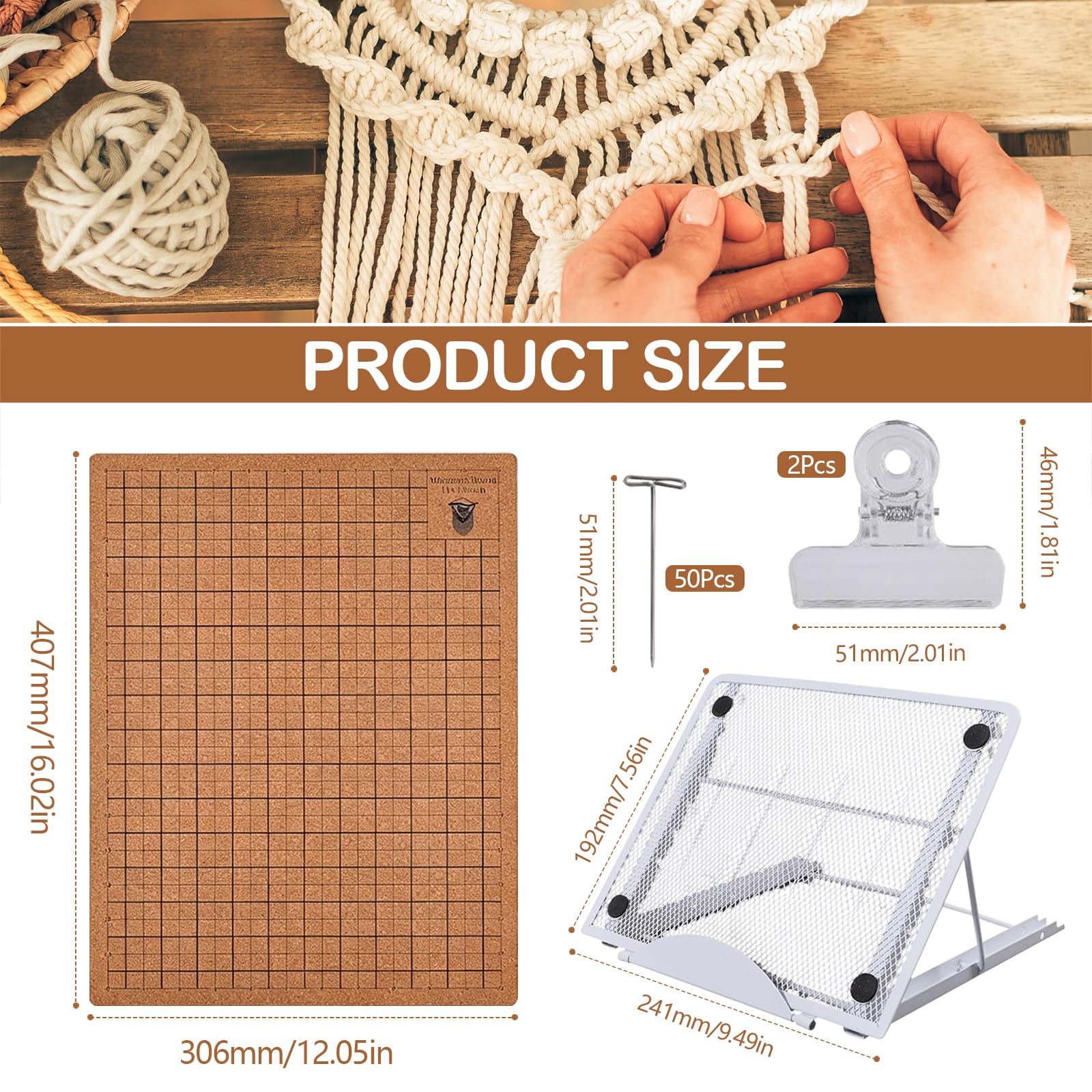 Macrame Board Set, 30x40 cm Macrame Board Stand e Pins, Tavola da Progetto macramè Double Face con Istruzioni Tavola Intrecciata Riutilizzabile per Braccialetti Intrecciati