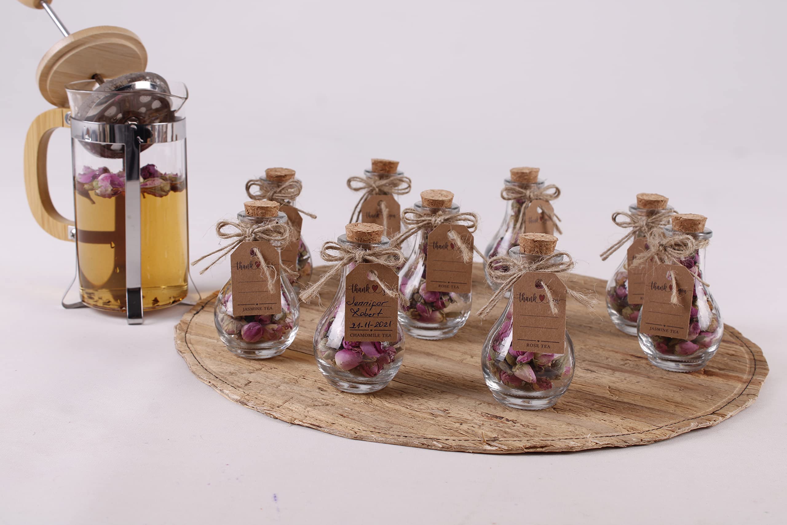 HTF Pack of 10 Wedding Gifts, Tea Party Favors for Women, Wedding Decor, Bridesmaid Gifts, Bridal Shower Gifts, Engagement Gift, Wedding Decorations for Guests (Jar, Jasmine)