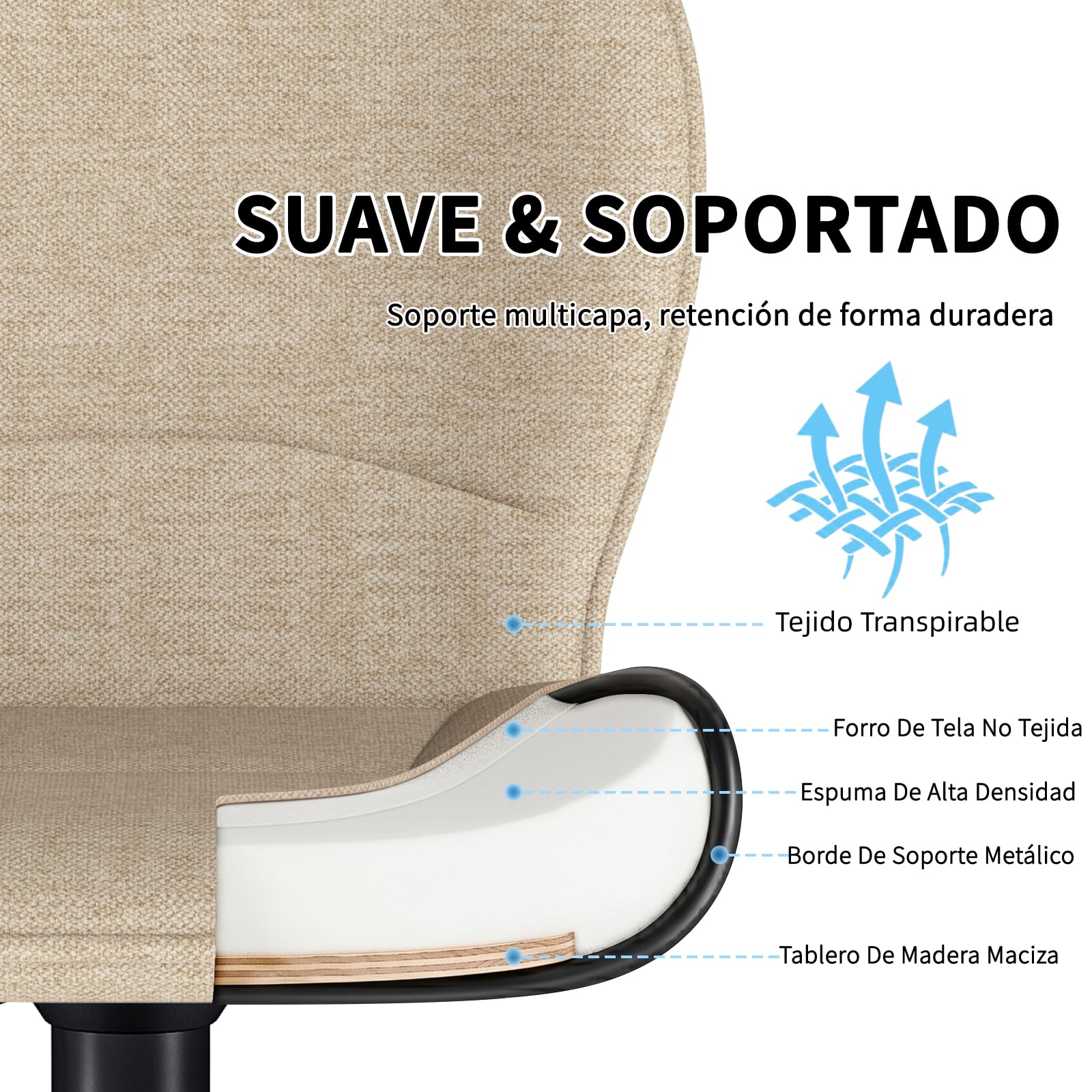 LEWE Taburetes Altos de Cocina Bar, Regulables Giratorios, Pack 2-Caqui | Sillas Altas de Cocina, Respaldo de Tela, Reposapiés Metálico, Escandinavo Moderno, para Isla de Cocina, Bar, Comedor