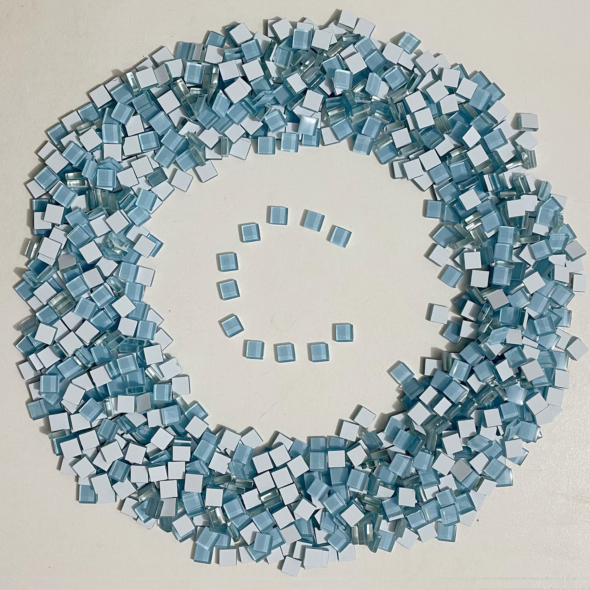 Ricytnig 500pcs/1 Lb Light Blue Mosaic Tiles for Crafts, Stained Glass Pieces Supplies, Crystal Mosaic Pieces for Mosaic Projects Jewelry Making Home Decorations - 2/5" Inch Square