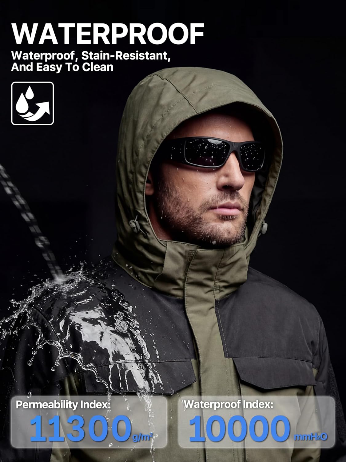 FREE SOLDIER Men's Waterproof Ski Winter Jacket Warm Winter Snow Snowboard Coat with Multi Pockets Detachable Hood - Image 4