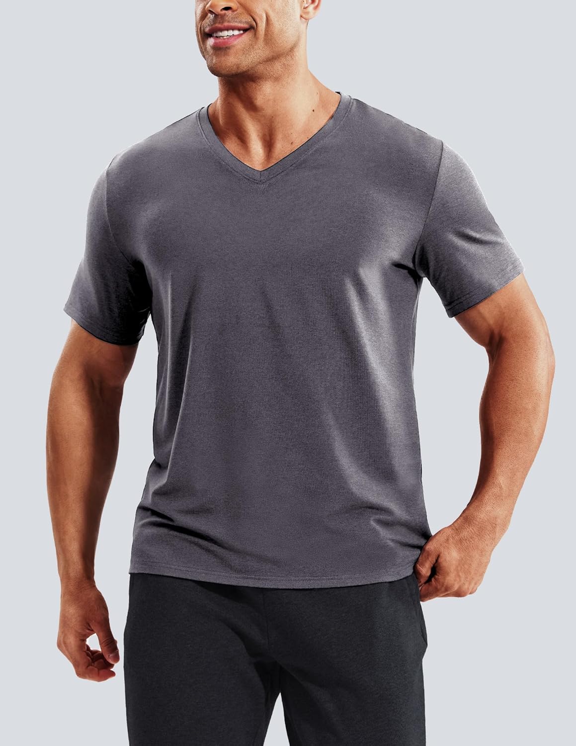 MIER Mens Dry Fit V Neck T-Shirts Workout Soft Short Sleeve Moisture Wicking Running Athletic Gym Casual Tee Tops - Image 2