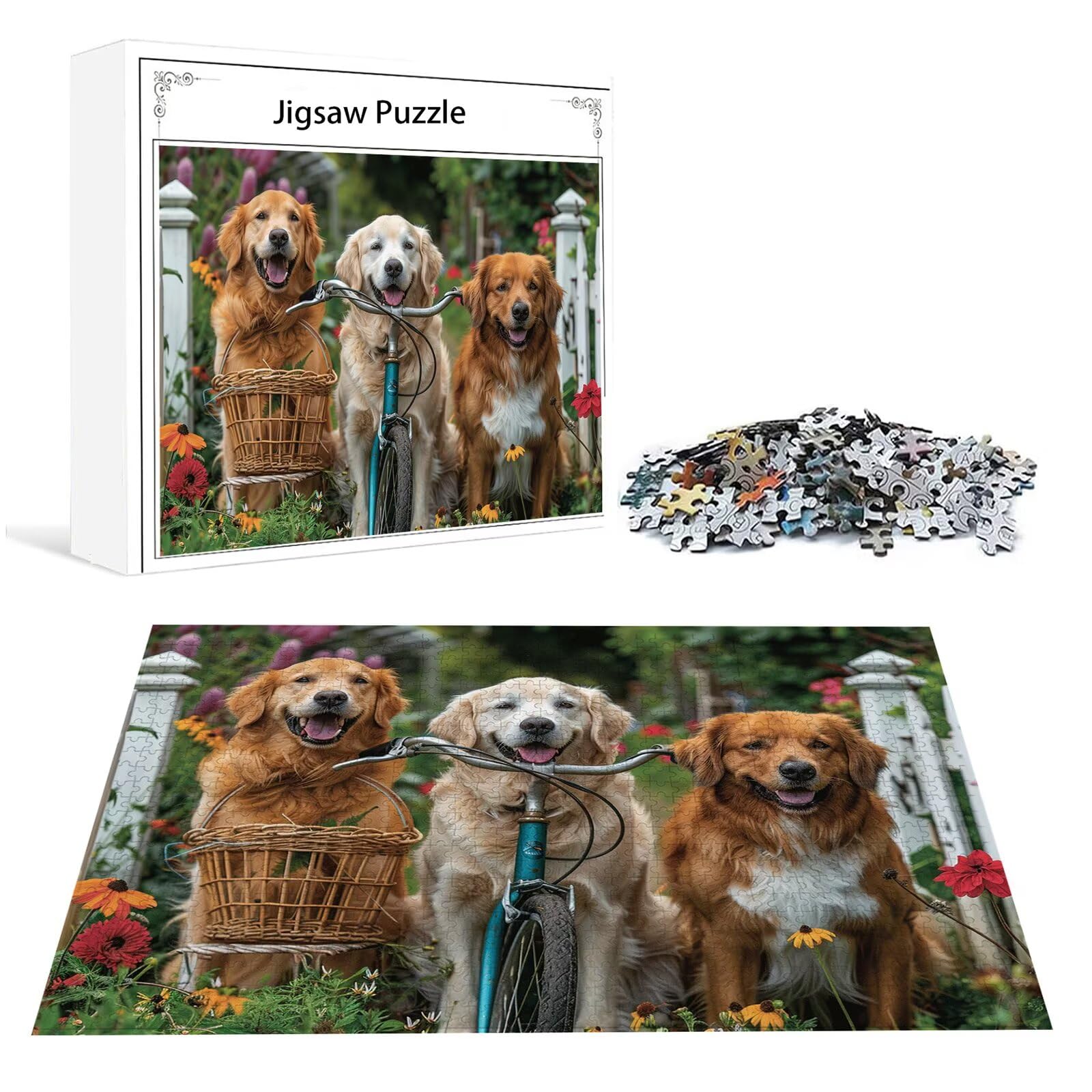 Pies Puzzle 1500 sztuk Dorośli Puzzle Rowerowe Klasyczne Puzzle Panorama Trudno Niemożliwe Ogromna układanka Gra edukacyjna Wyzwanie Zabawka dla dzieci i Dorosłych od 14 lat Prezent Mężczyzna Kobieta