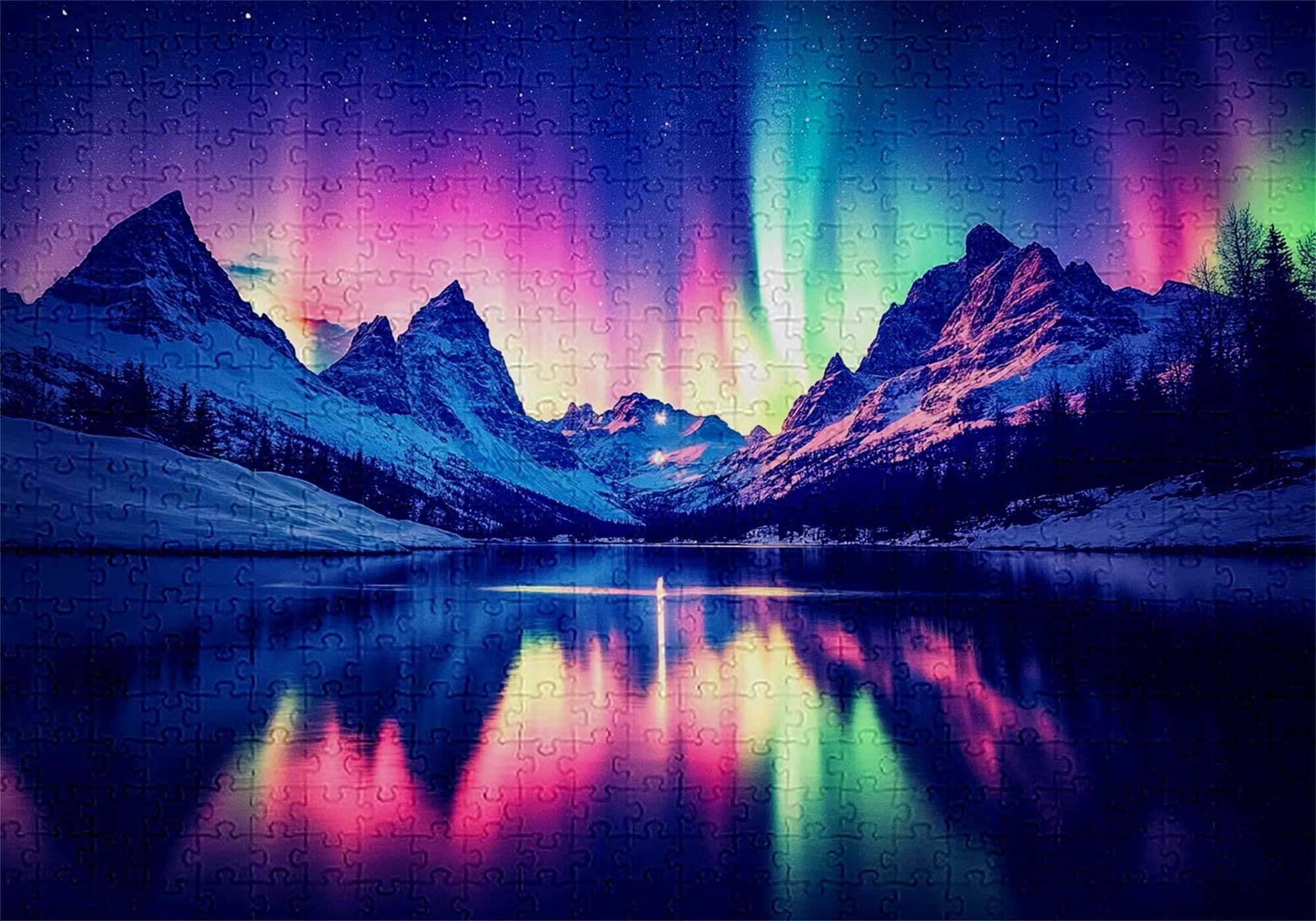 Puzzle 3000 elementów zorza polarna puzzle dla dorosłych jezioro 122 x 81 cm Unikalne rzemiosło klasyczne 3D drewniana układanka do rodzinnych gier aktywnych, układanka do samodzielnego wykonania
