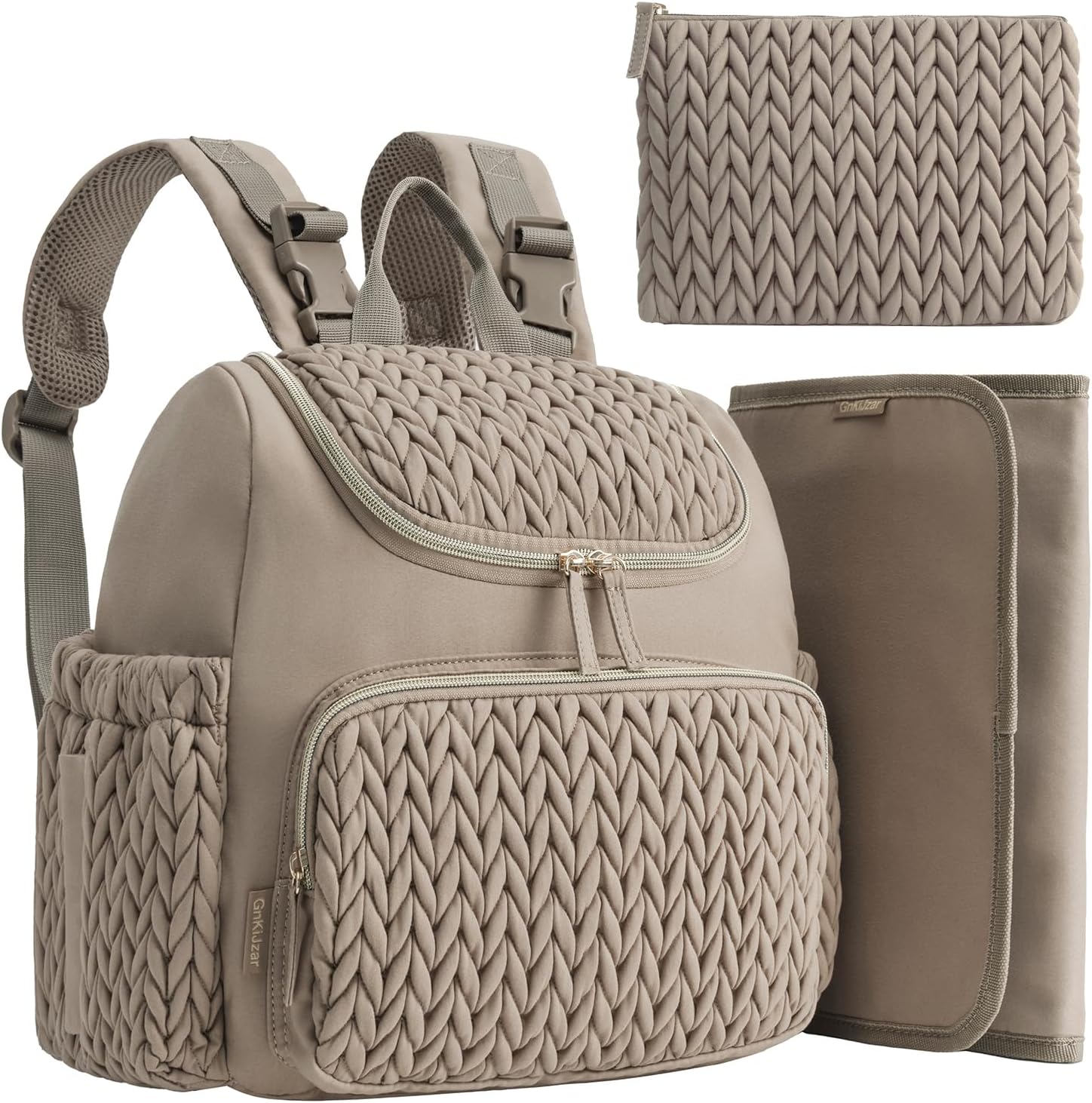 Diaper Bag Backpack with Extra Pouch and Changing Pad Lightweight Baby Diaper Bag for travel with Insulated Pockets for Baby, Girl, Boy (Taupe)