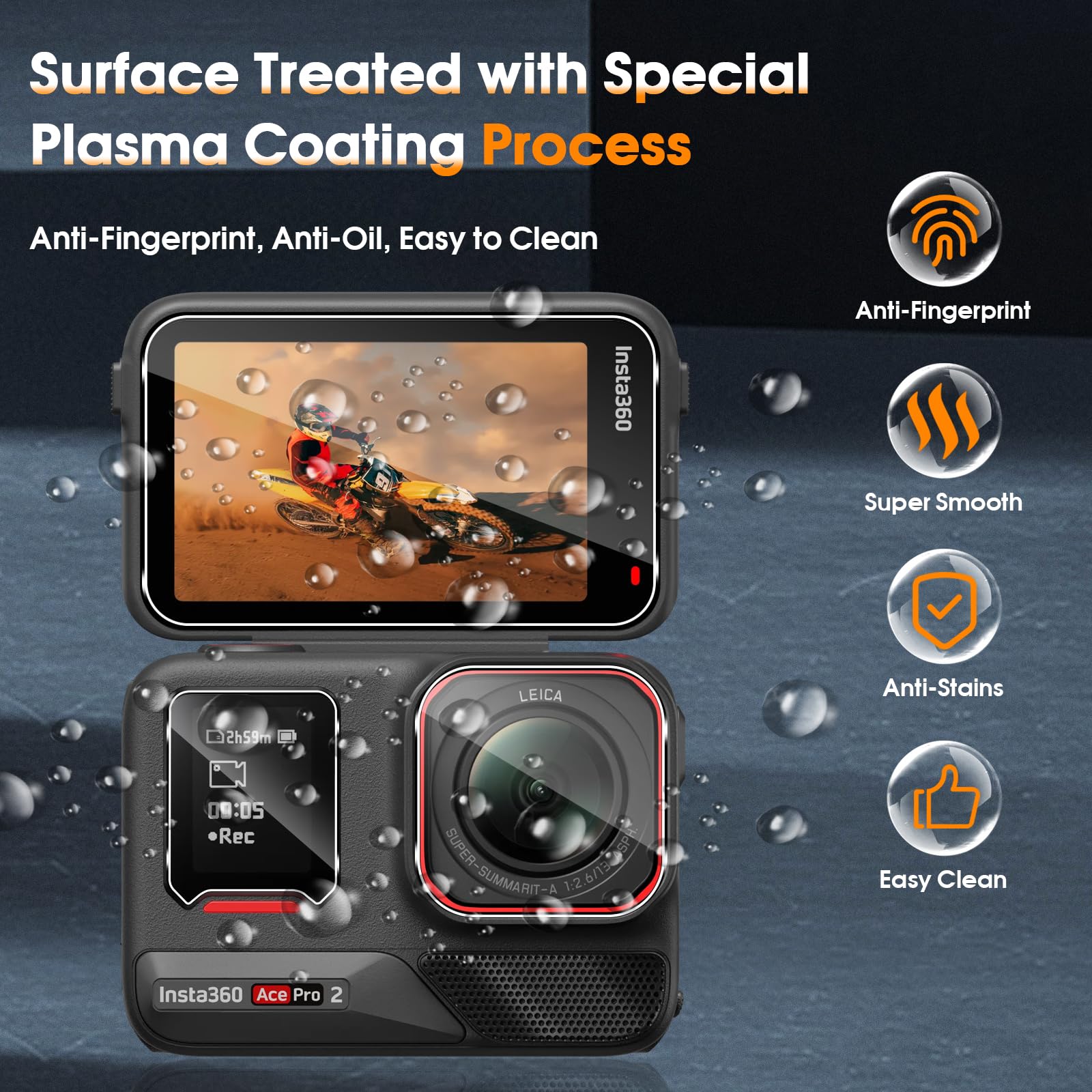 Kit Protezione Schermo Insta360 Ace Pro 2 - 2 Vetri Temperati + 2 Pellicole + 2 Protezioni Fotocamera - Foto 6