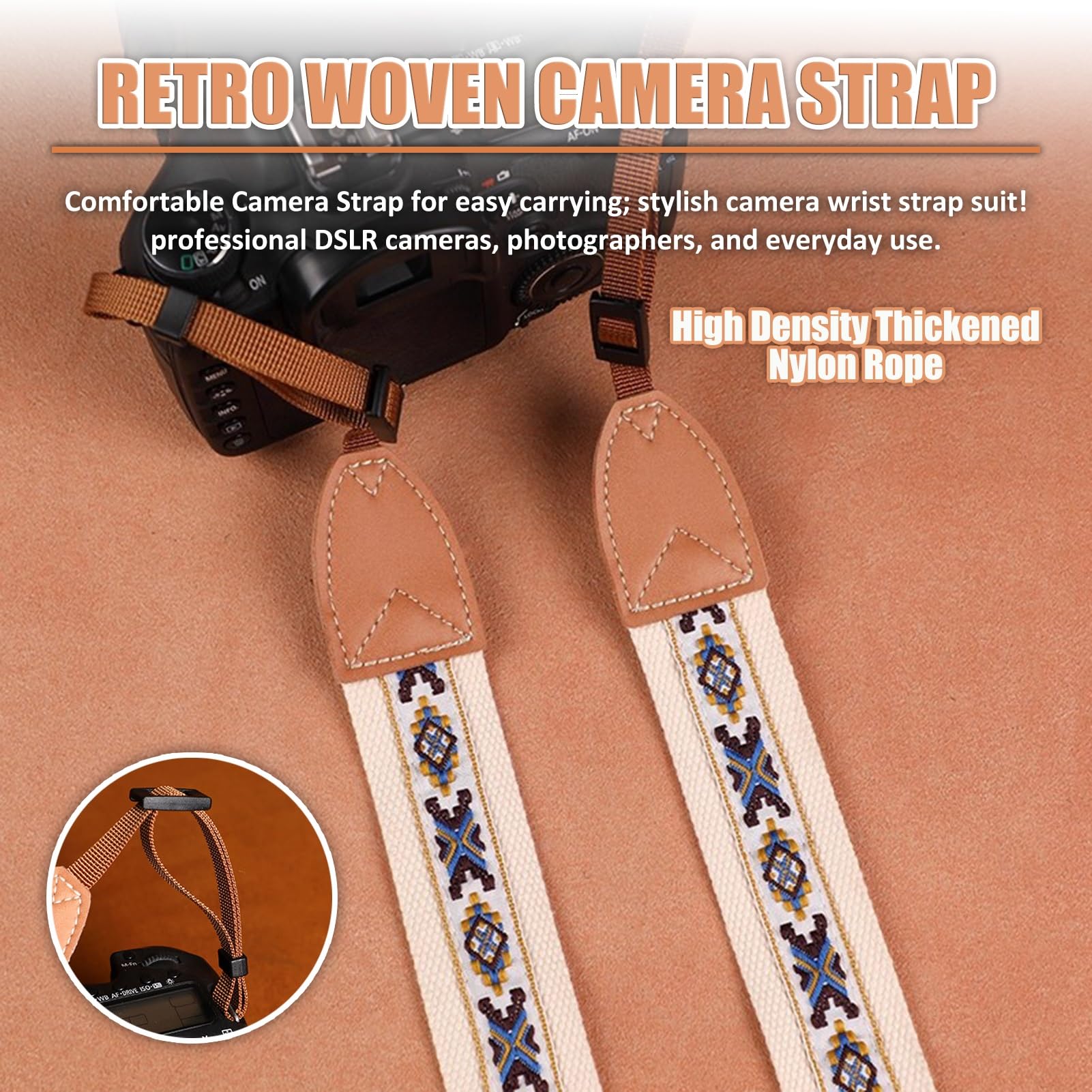Comoda vestibilità, tracolla for fotocamera con chiusura in PVC(Style2)