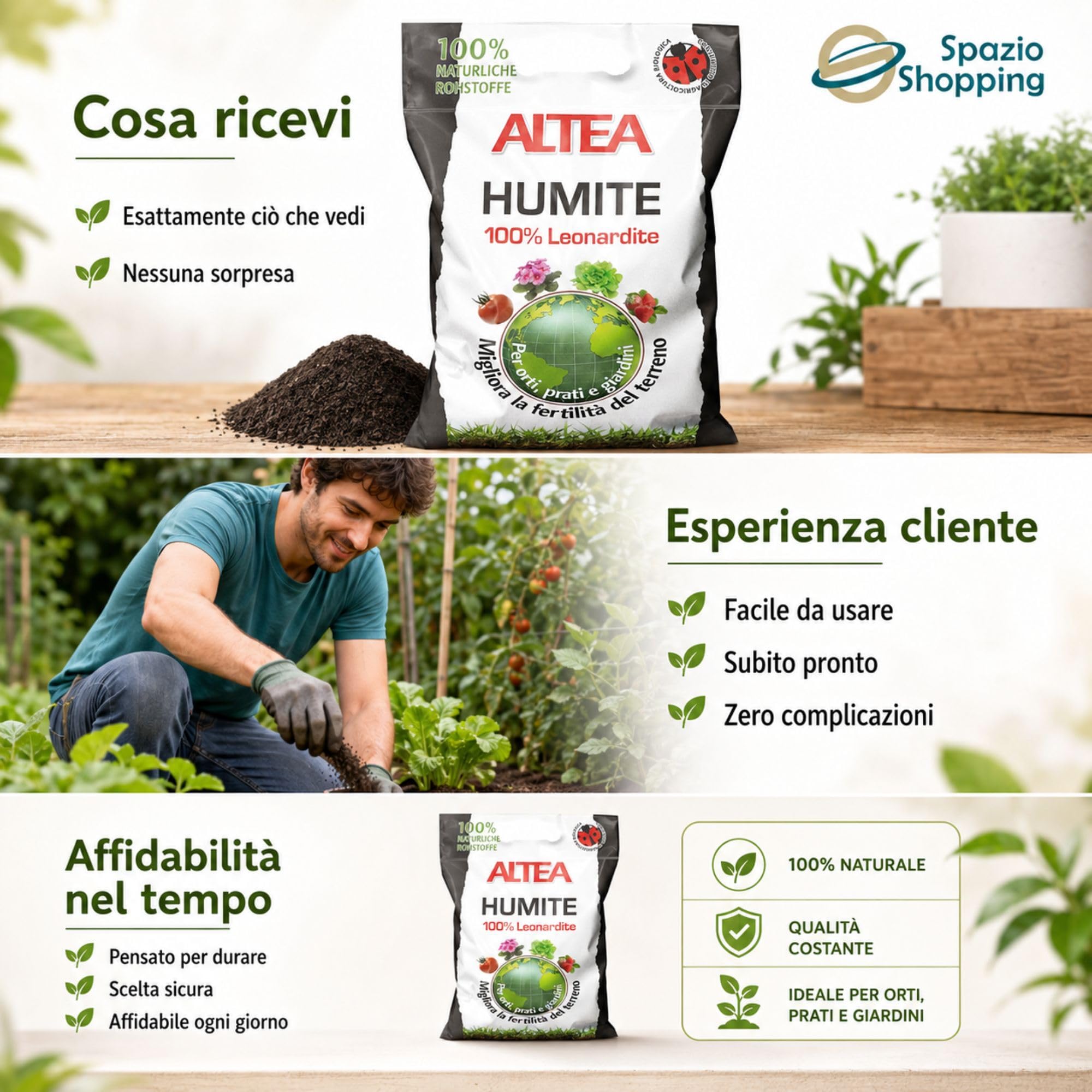 Altea Humite - Leonardita 100% para césped, huerto y jardín, mejora la fertilidad del suelo, ácido húmico y ácido fúlvico, saco de 5 kg (2) | Fertilizante para huerto, césped y jardín, mejora la fertilidad del suelo, 68% de materia orgánica, con ácidos hú