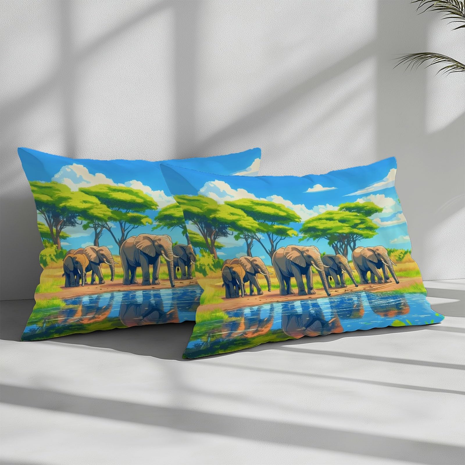 Juego de Funda Nórdica Cepillado Cama 105-200 x 200 cm Animal De Pradera Elefante, Ropa de Cama Reversible y Acogedora Azul Celeste, Fundas de Edredón Dormitorios de Niños