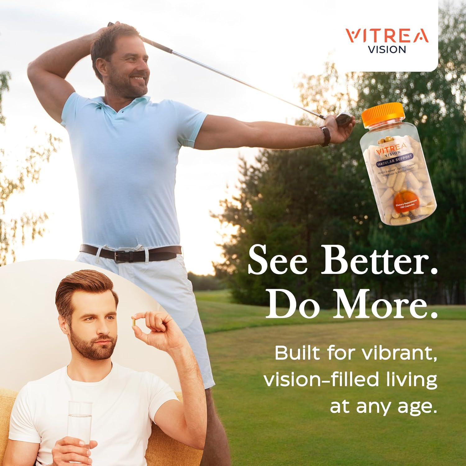 Vitrea Health Vision Macular Support – AREDS2 Eye Supplement with Lutein, Zeaxanthin, Marigold & 13 Nutrients – Helps Protect Against Blue Light – No Dyes or Titanium Dioxide – Retinal Health Support