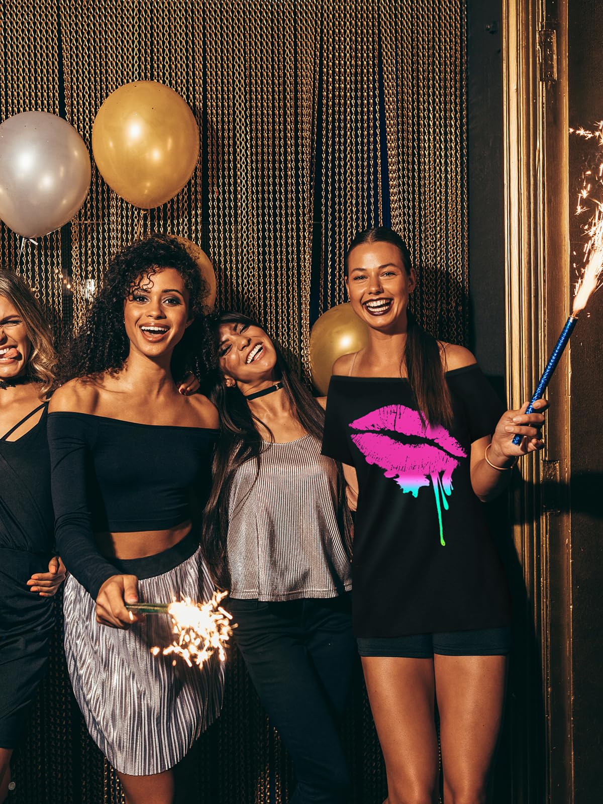 Traje de los años 80 para mujer, disfraces de fiesta, talla para mujer, ropa novedosa de neón de los años 80, camisetas con hombros descubiertos para mujer