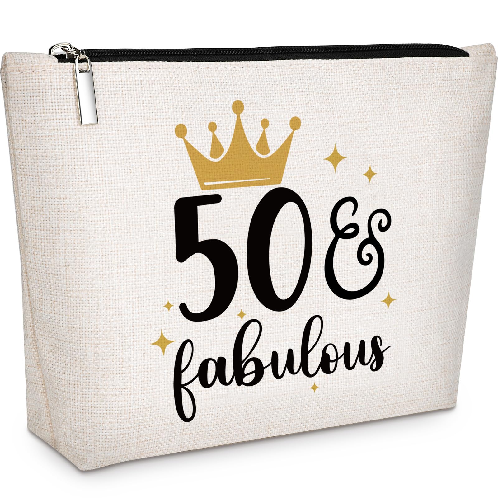GevGuxLuo 50th Birthday Gifts for Women Makeup Bag, 50 Years Old Birthday Gifts for Mom Wife Aunt Friends Her,Turning 50 Cosmetic Bags 50 fabulous