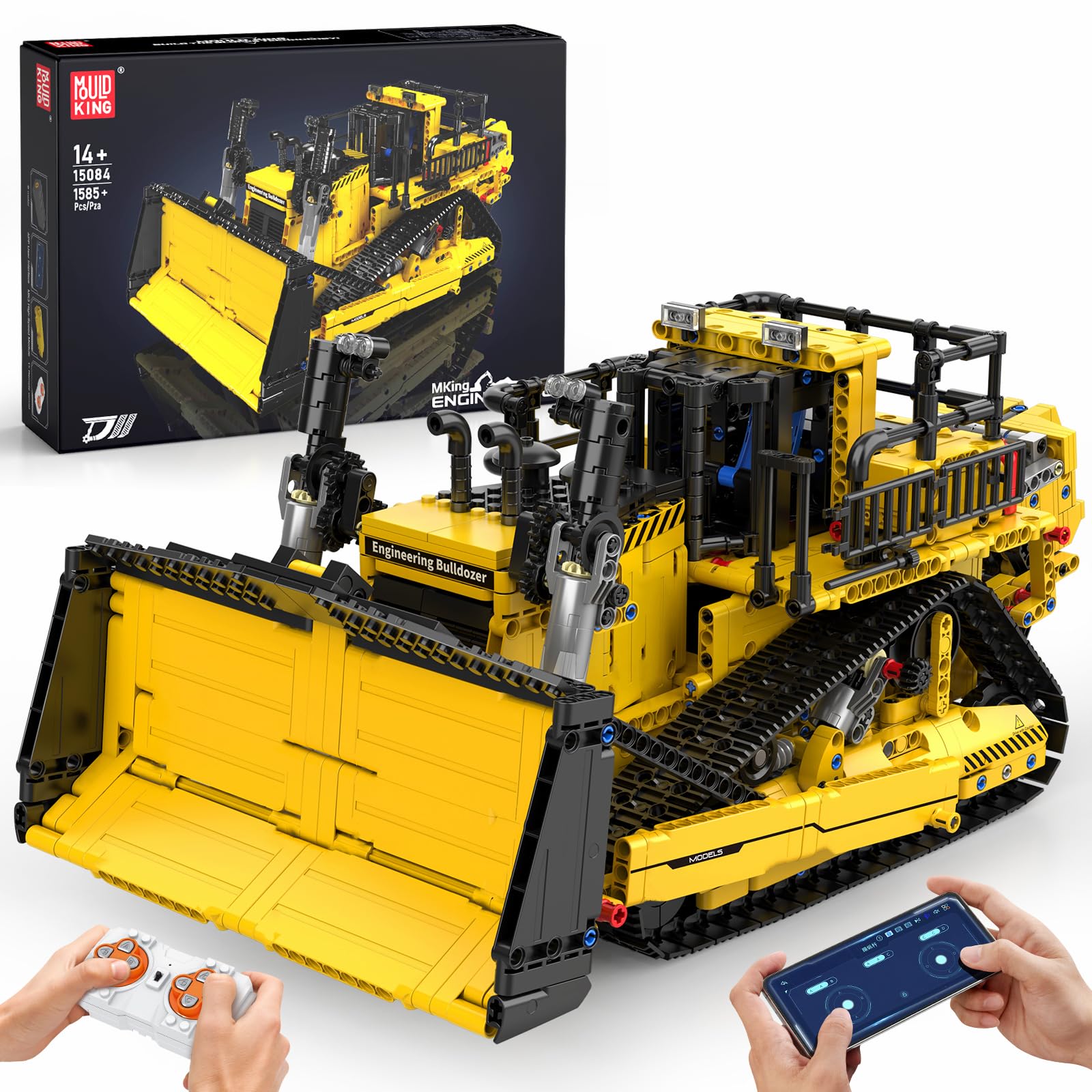 Mould King 15084 Construction Bulldozer Kit, 1508-Piece Engineering Vehicle Model with APP Control, Creative Building Sets for Adult Collectors — image 1