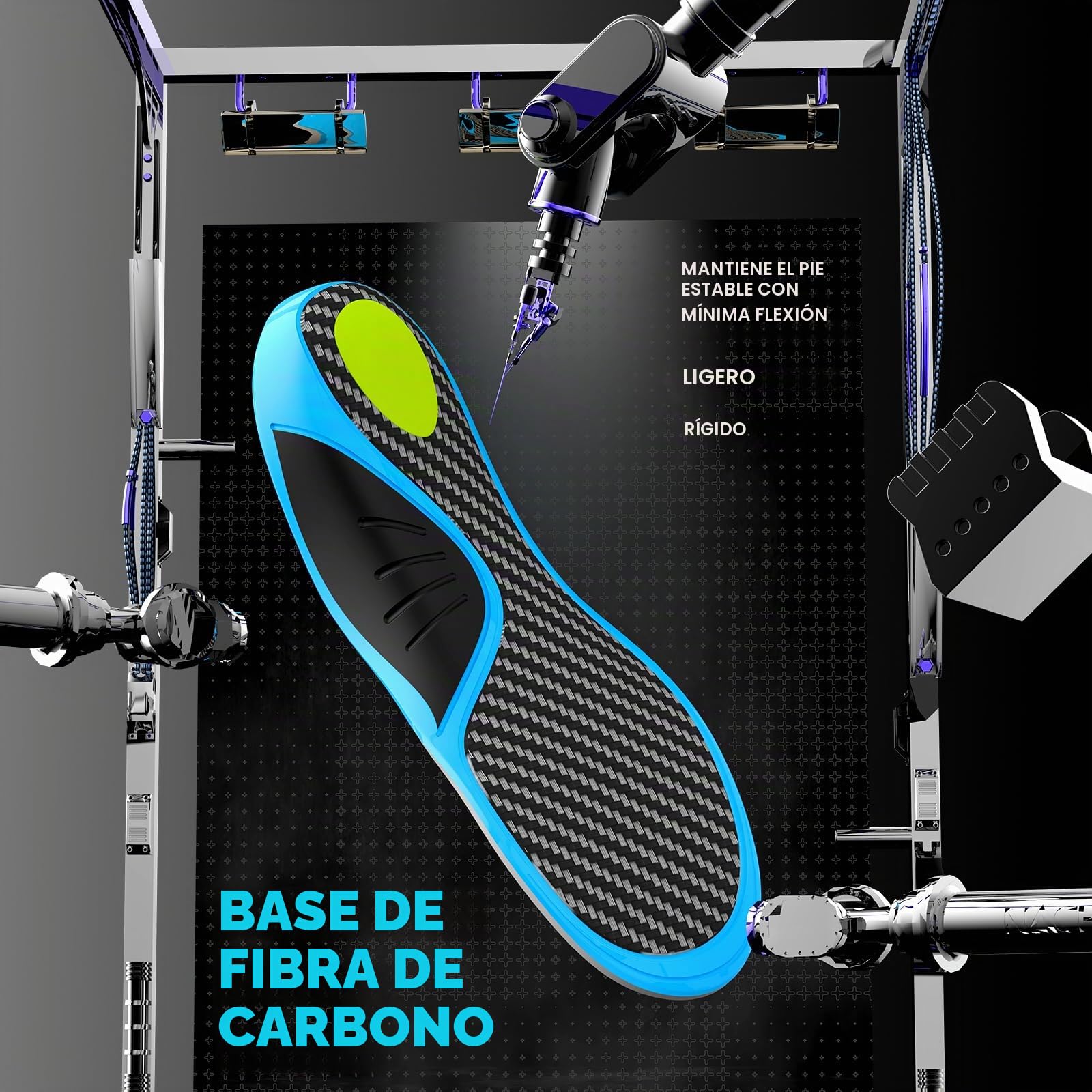 Plantillas de fibra de carbono con soporte para el arco - Welnove Plantillas de alto rendimiento amortiguadoras para deportes activos - Retorno de energía y protección contra lesiones-XXL 45-46