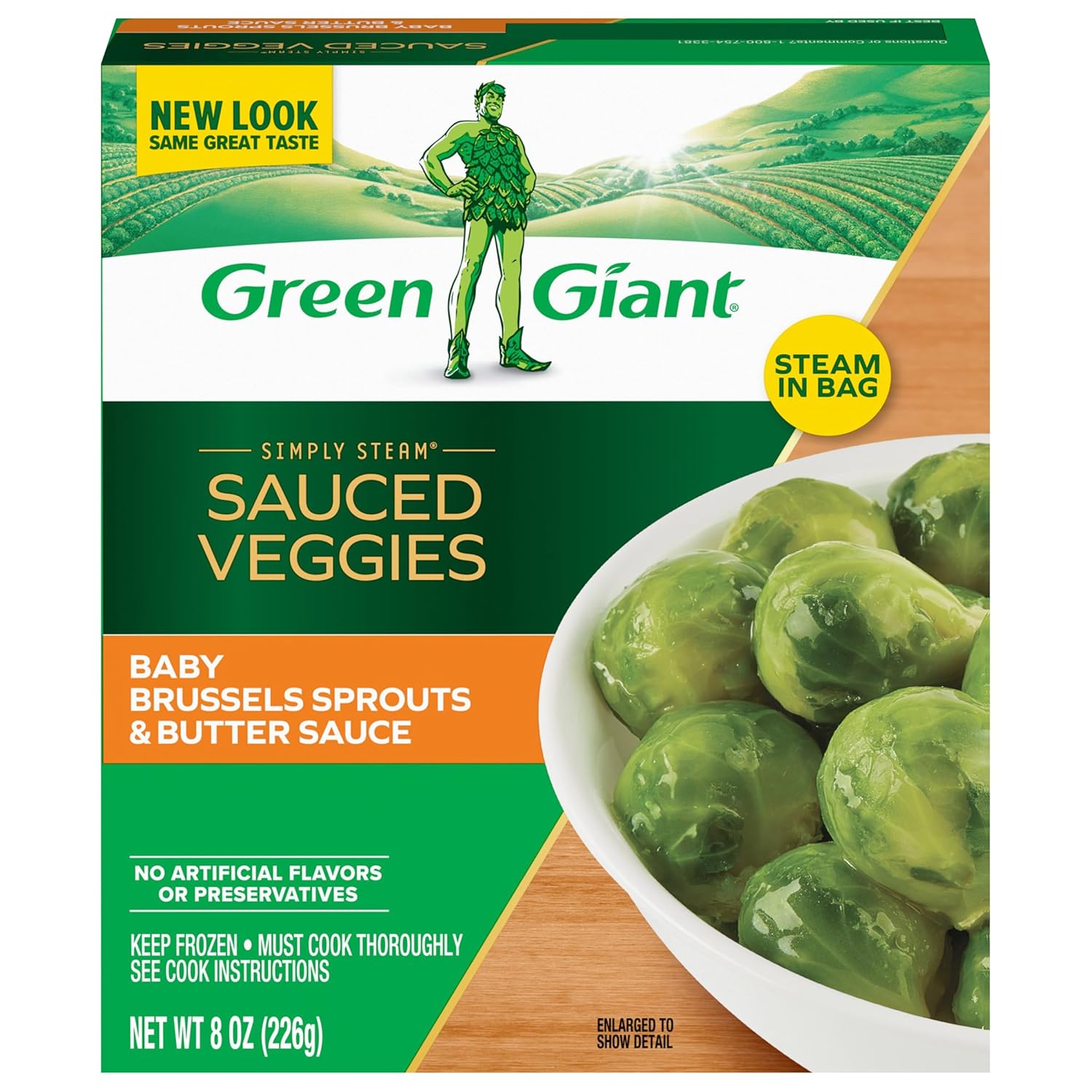 Green Giant Frozen Baby Brussels Sprouts & Butter Sauce 8oz - Microwave Ready Flavorful Side Dish