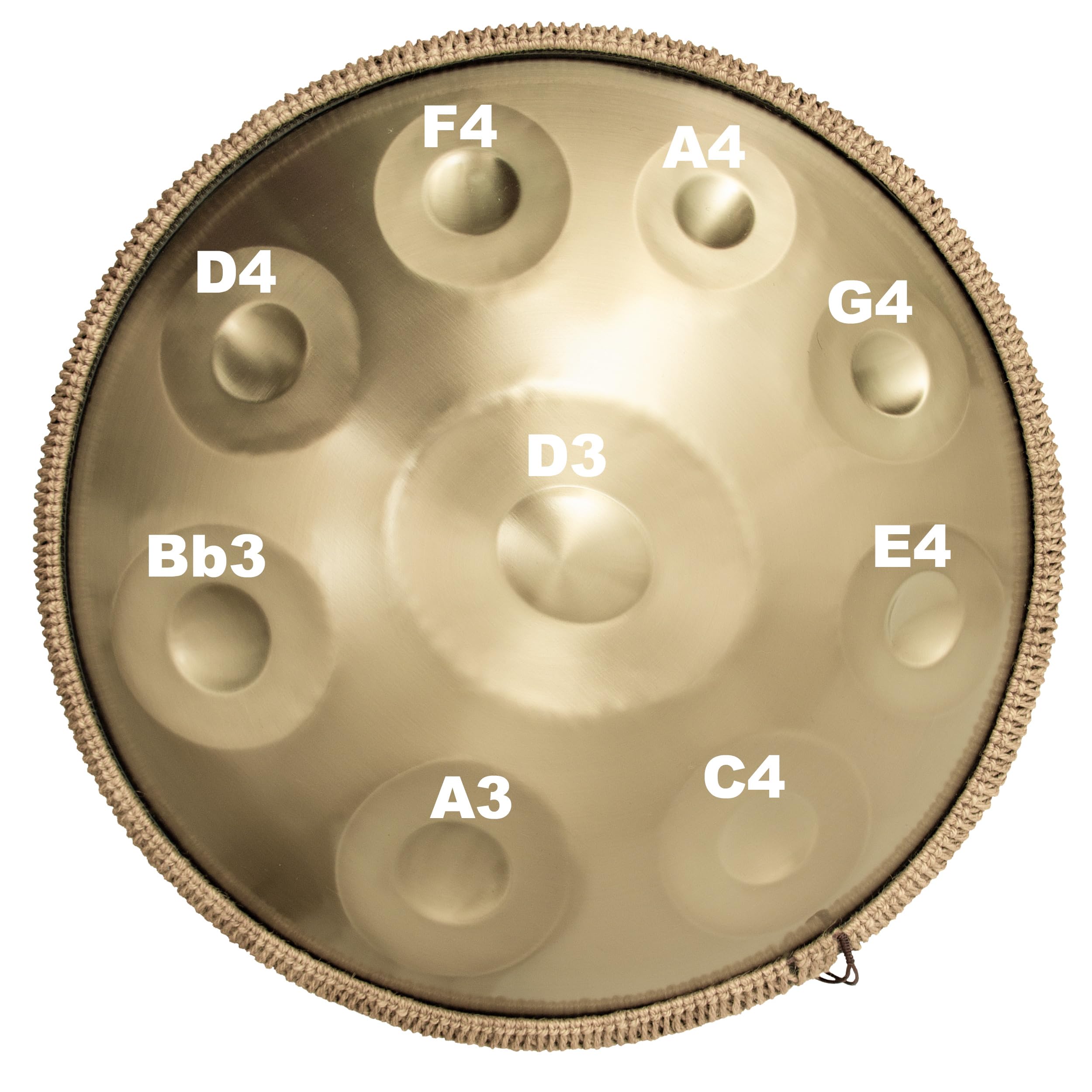 Gold Harmonic Handpan Drum in D-Moll 9 Töne 22 Zoll Hand Pan mit Tasche, Percussion zur Klangheilung, persönliche Meditation, Yoga