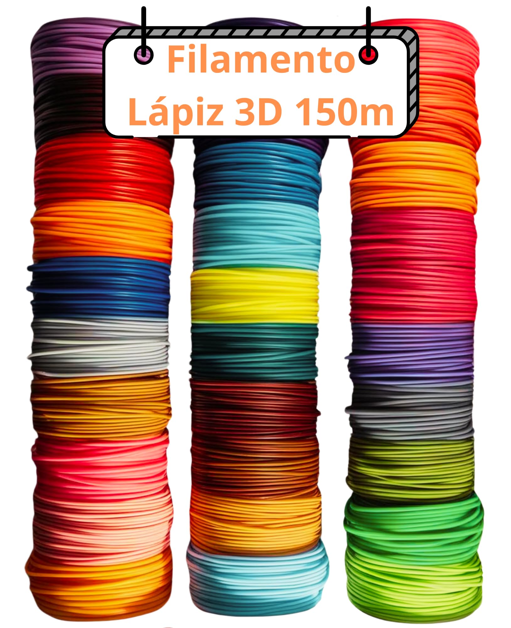 CAELLUMA - Filamento PLA 1,75 mm para lápiz 3D y impresora 3D - Set con 30 colores - 150 metros en total - Multicolor y seguro