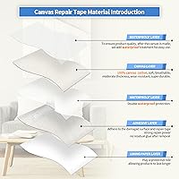 Vista 200 de KING MOUNTAIN Parche de reparación de lona de 9 x 11 pulgadas, 2 piezas, parche de tela impermeable autoadhesivo para sofás, tiendas de campaña