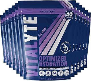Vitalyte Electrolyte Powder Drink Mix, Isotonic Electrolyte Hydration Mix, Bulk Case Pack (12 Pack, Grape)