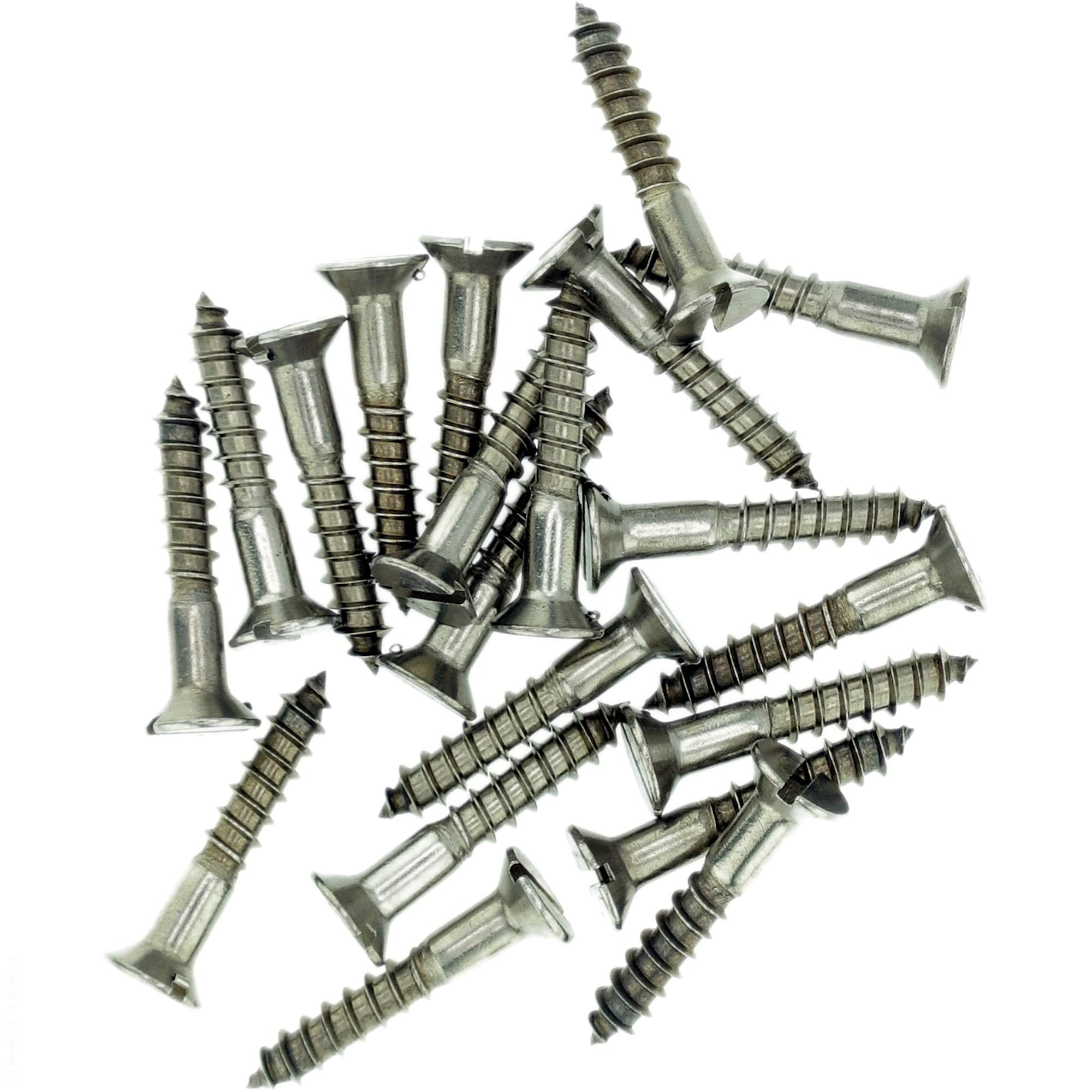 Singularity Supplies No.6 X 0.48 (3.5Mm X 12Mm) Slot Countersunk Wood Screw - Stainless Steel (A2) (Pack Of 20)