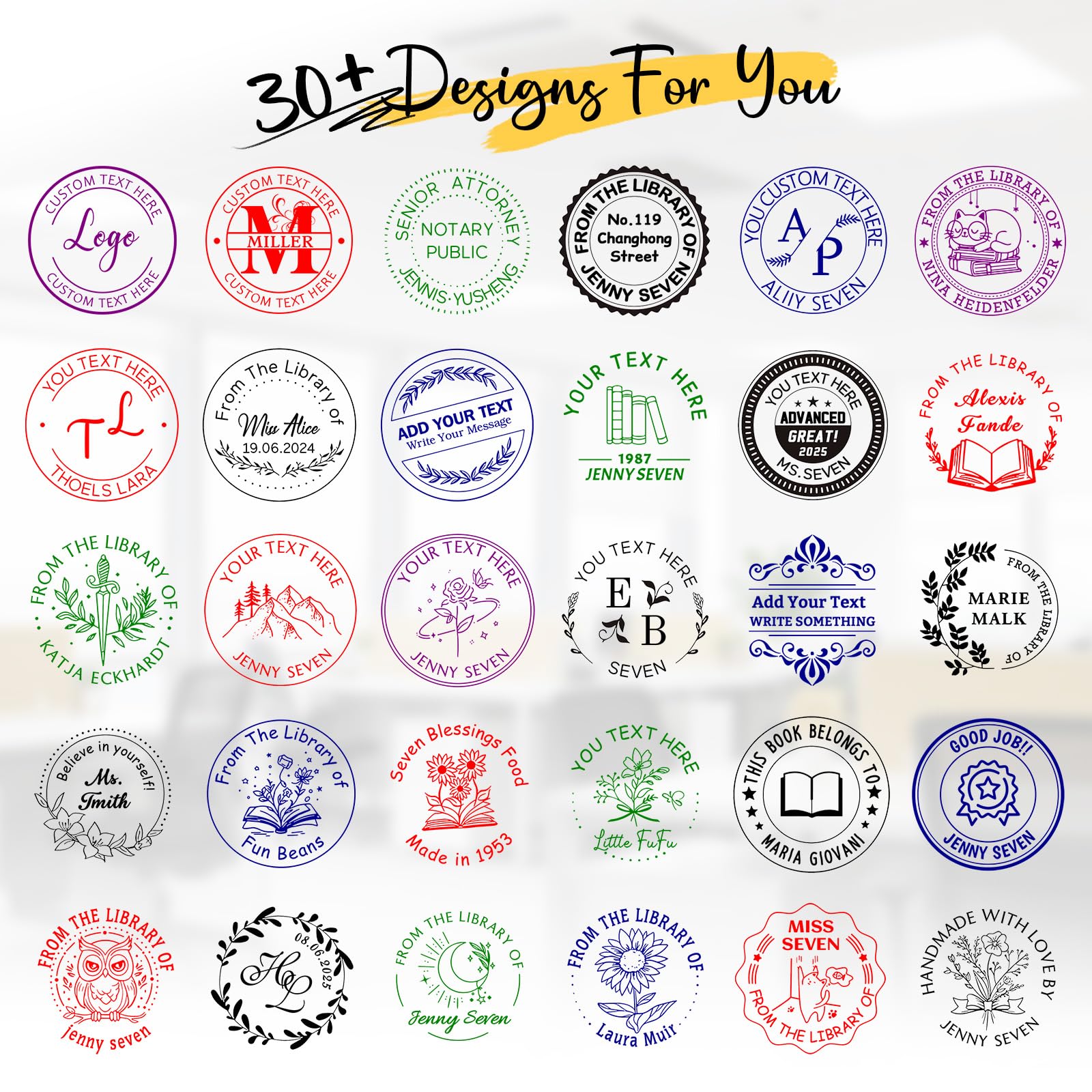 Custom Logo Stamp - Personalised Self Inking Stamps - Custom Ink Stamp with Logo Name Text for for Book Teacher, Address, Office - Image 2