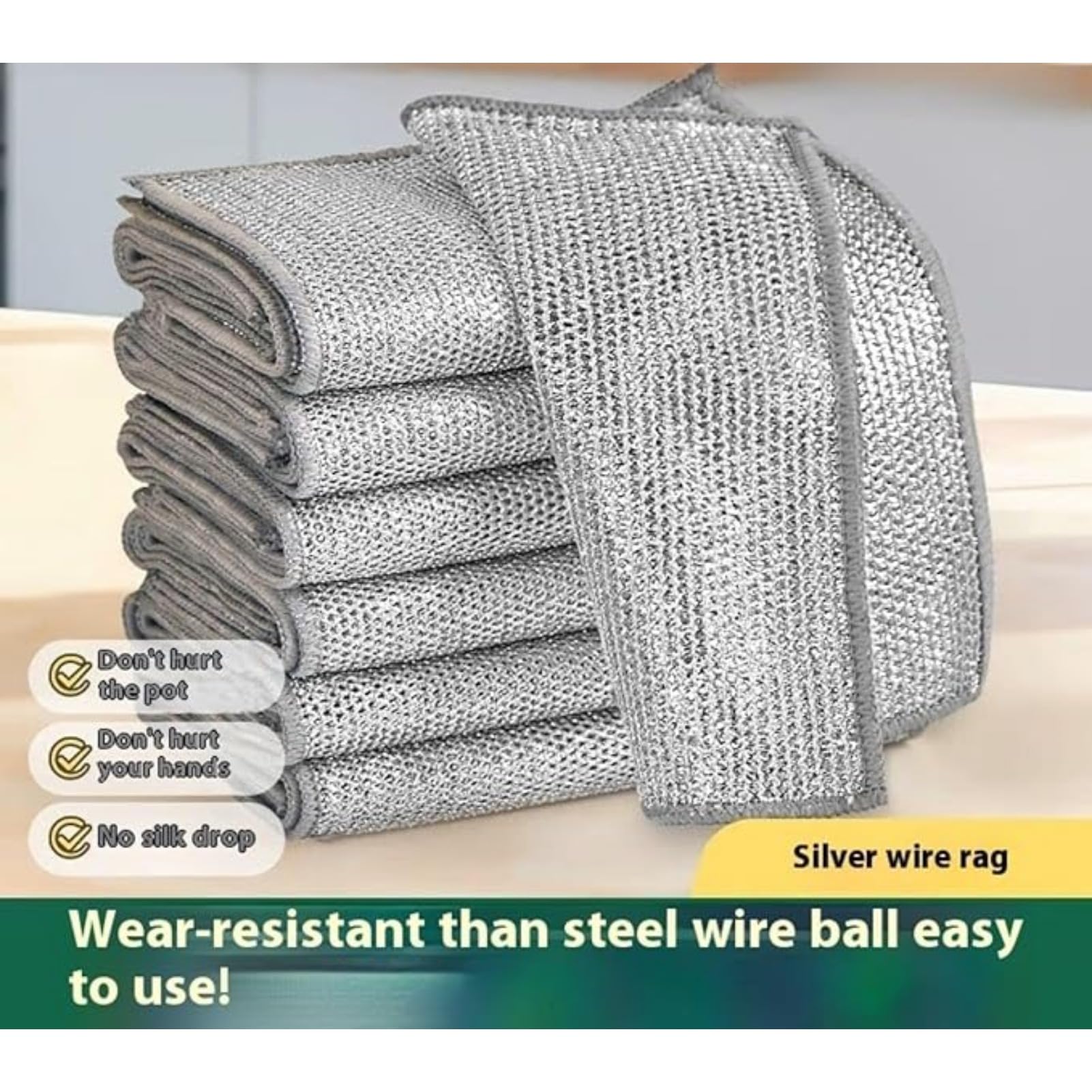 10 paños multifuncionales de alambre de acero inoxidable para lavavajillas, paños de limpieza reutilizables para ollas, sartenes, hierro fundido y más