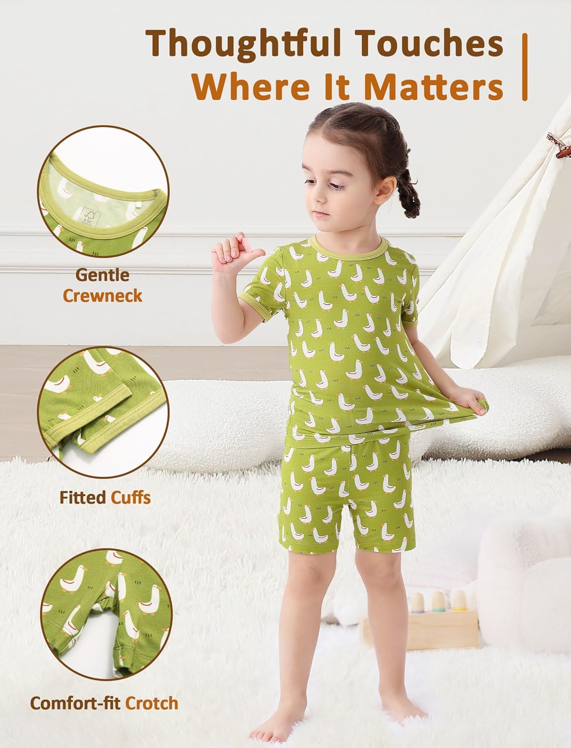 JunNeng Bamboo Viscose Pajamas for Toddler Girls, 2-Piece Snug fit Pjs Short Sleeve Summer Sleepwear 12M-5Y - Image 6