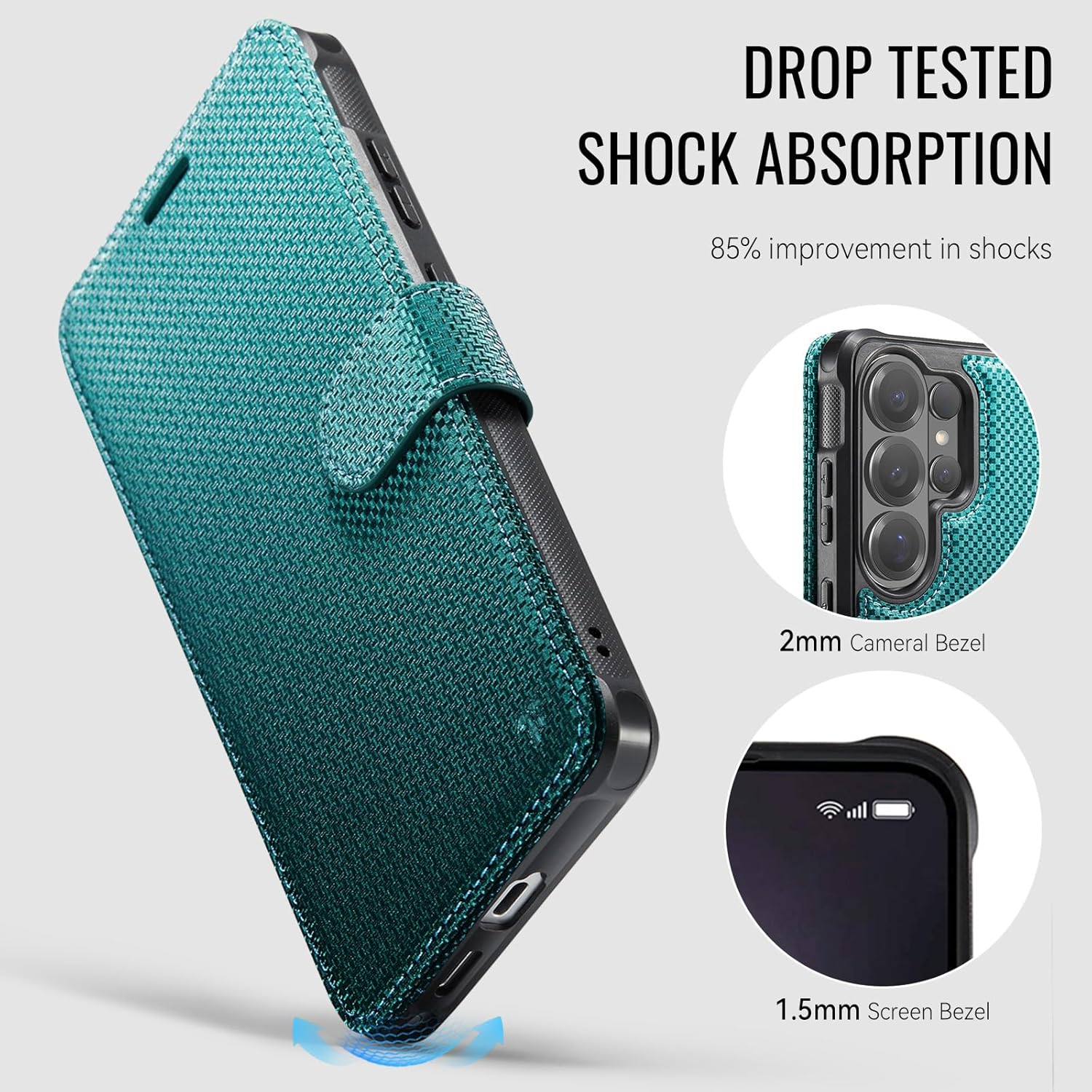 for Samsung Galaxy S26 Ultra Wallet Case Compatible with Magsafe, Magnetic RFID Blocking Card Holder Women Men Shockproof Wallet Phone Cover for Galaxy S26 Ultra 6.9", Bluish Green