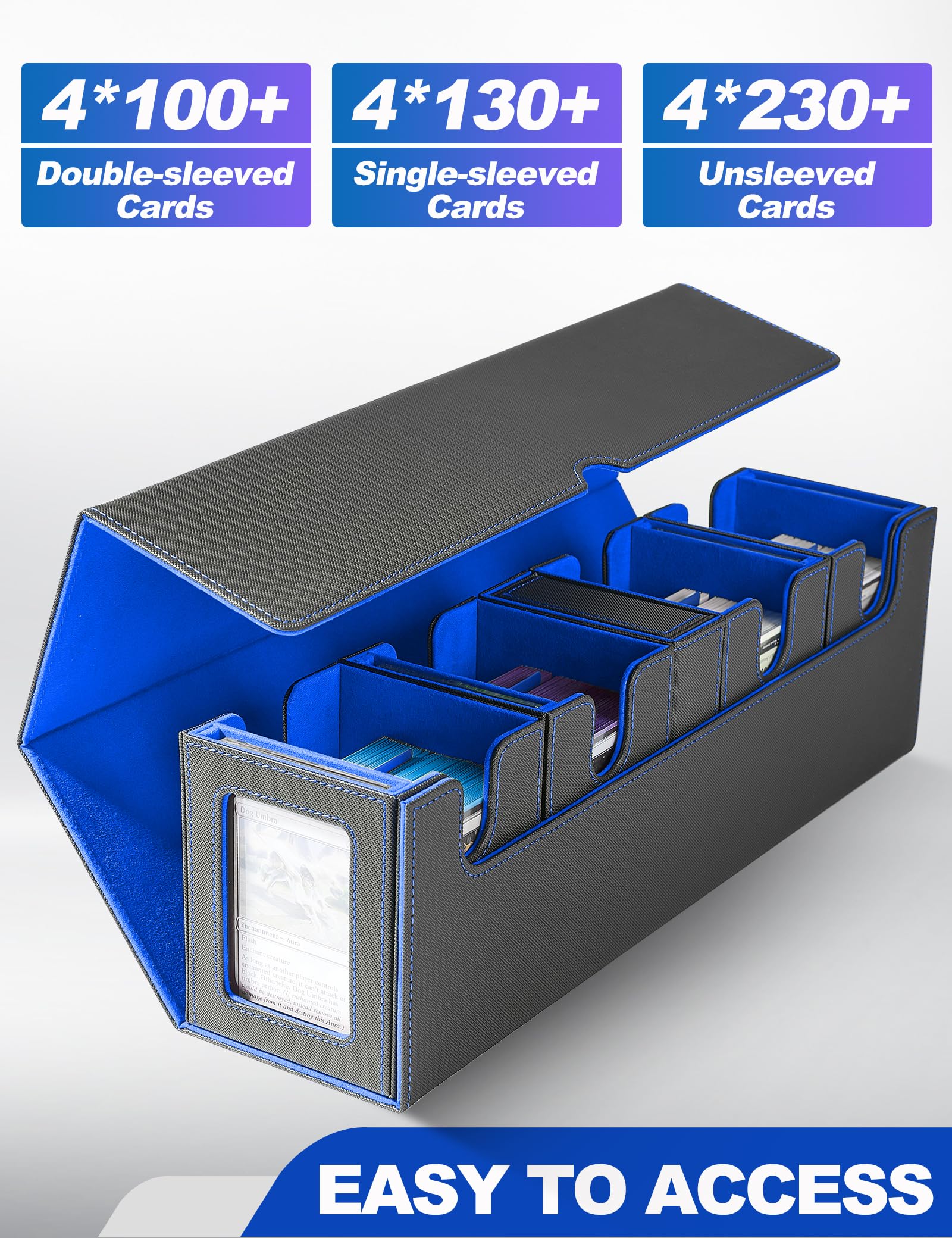 UAONO Caja de cartas para MTG con pantalla Commander, funda para cartas 5 en 1 con capacidad para más de 800 tarjetas sin manga, organizador magnético fuerte compatible con tarjetas deportivas Yugioh