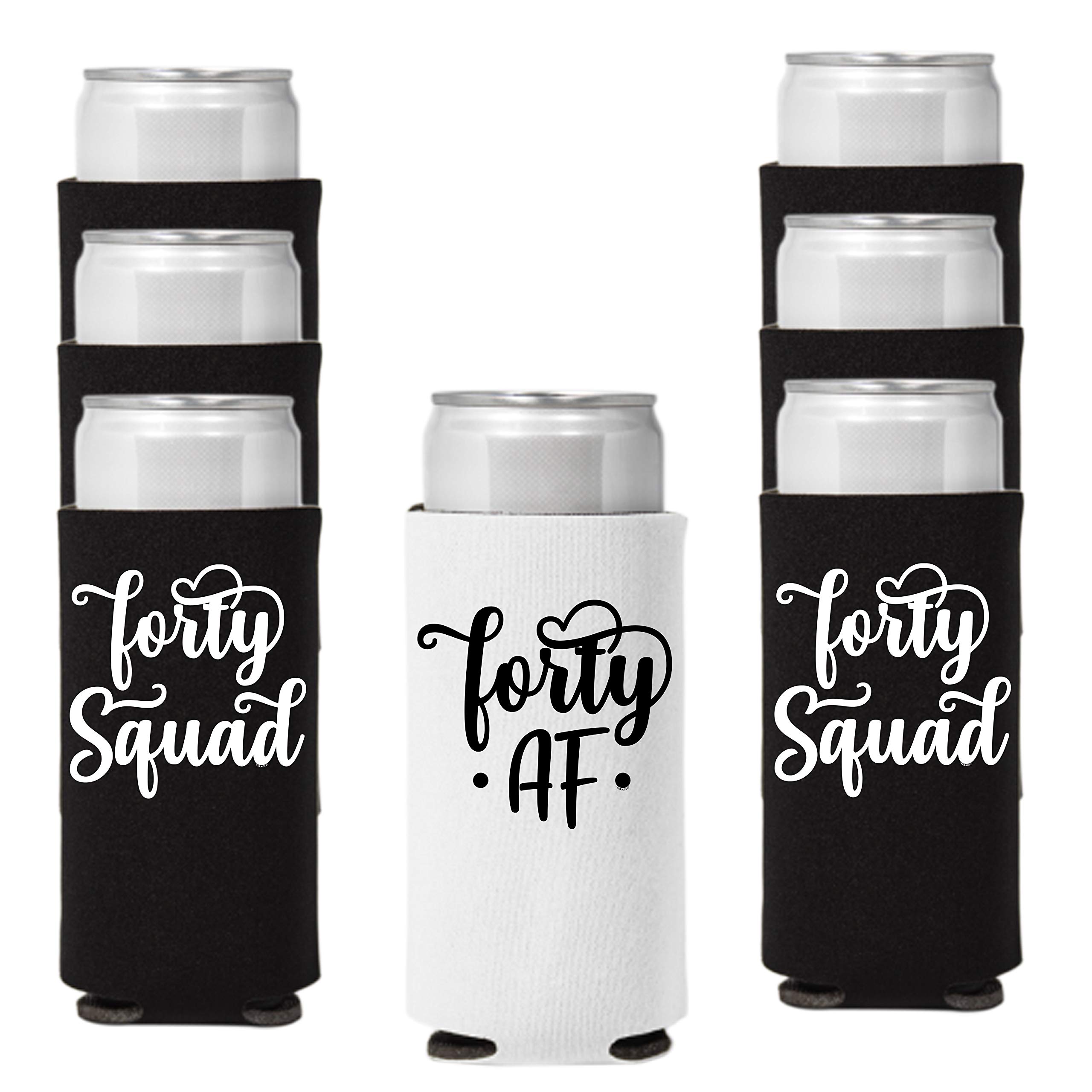 Forty AF Forty Squad 40 Years Slim Can Coolie Holder 40th Birthday Gift Fabulous Party Favors Decorations