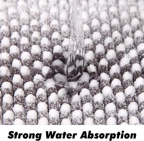 Miniatura 5 de BEDELITE Alfombra de baño de felpilla antideslizante, súper gruesa y absorbente para el suelo del baño, alfombra de baño suave, lanuda gris, lavable