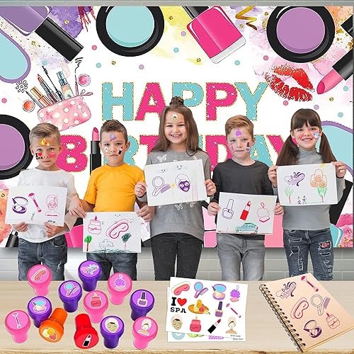 Miniatura 6 de 36 recuerdos de fiesta de spa, 24 tatuajes temporales y 12 sellos, ideal para fiestas de pijamas, decoración de tarjetas de cumpleaños, suministros