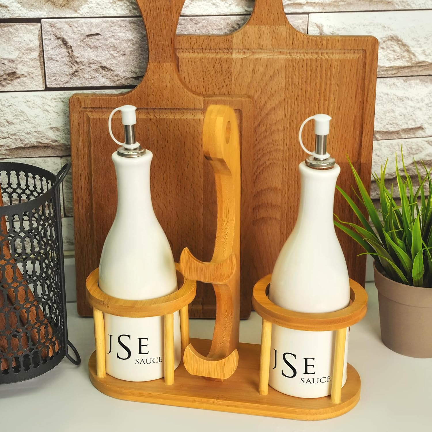 Personalized Glass Olive Oil Dispenser, Custom Couple Gifts, Custom Glass Sesame Oil Bottle with Stopper, Ceramic Oil Vinegar Bottle, Modern Kitchenware, Christmas Gifts
