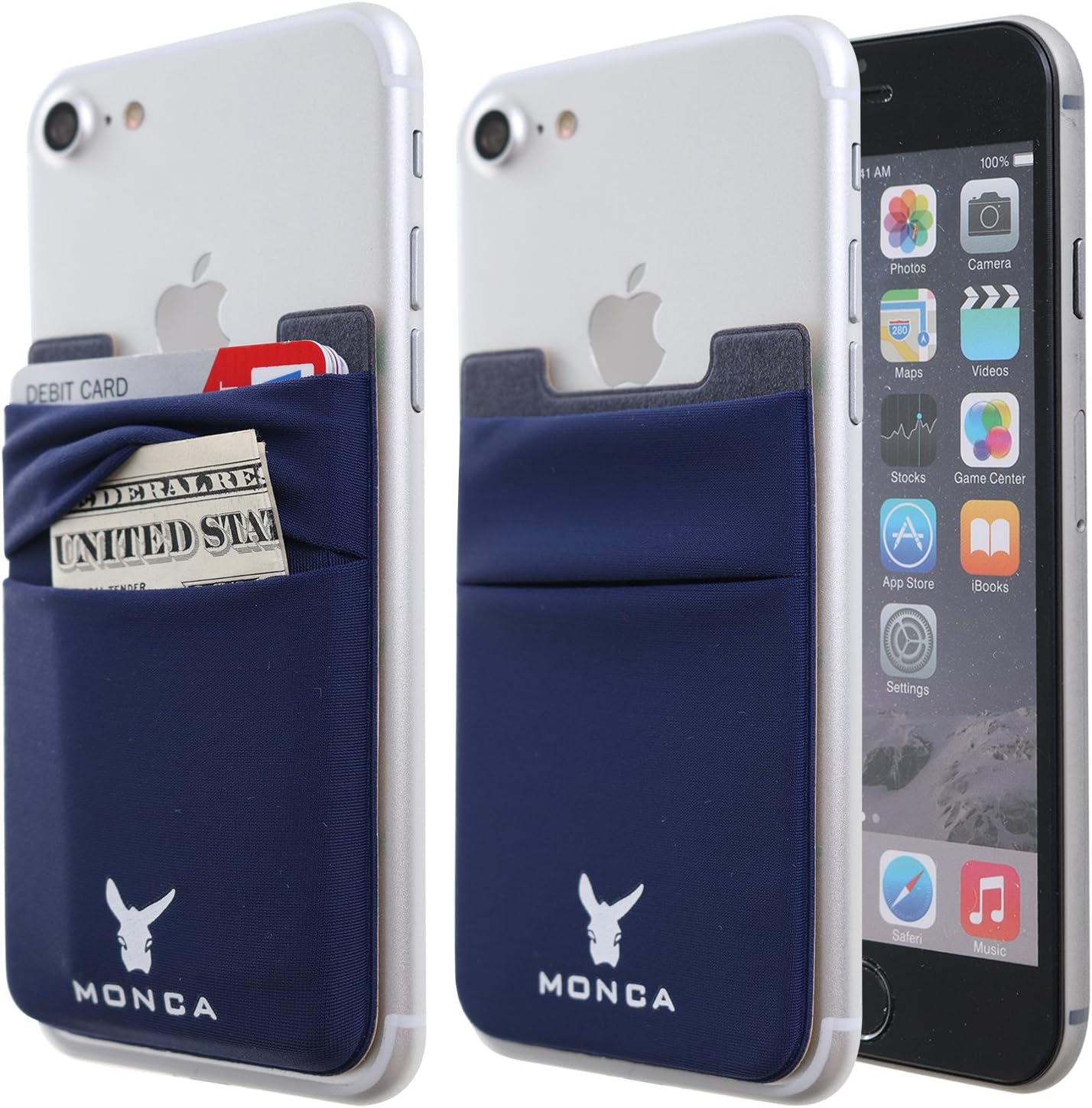 Monca Phone Wallet Stick on, Phone Card Holder for Back of