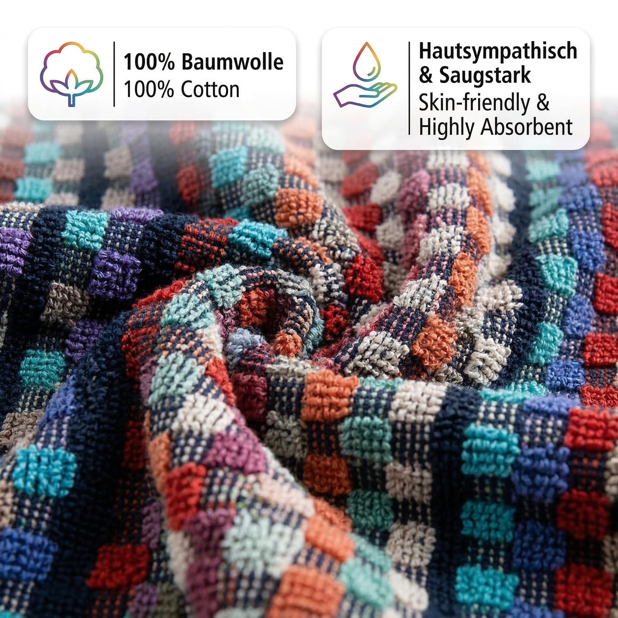Betz 2 Stück Badetücher XXL Duschtücher Saunatuch Badetuch 100% Baumwolle Duschtuch Karo BUNT Größe 80 x 200 cm