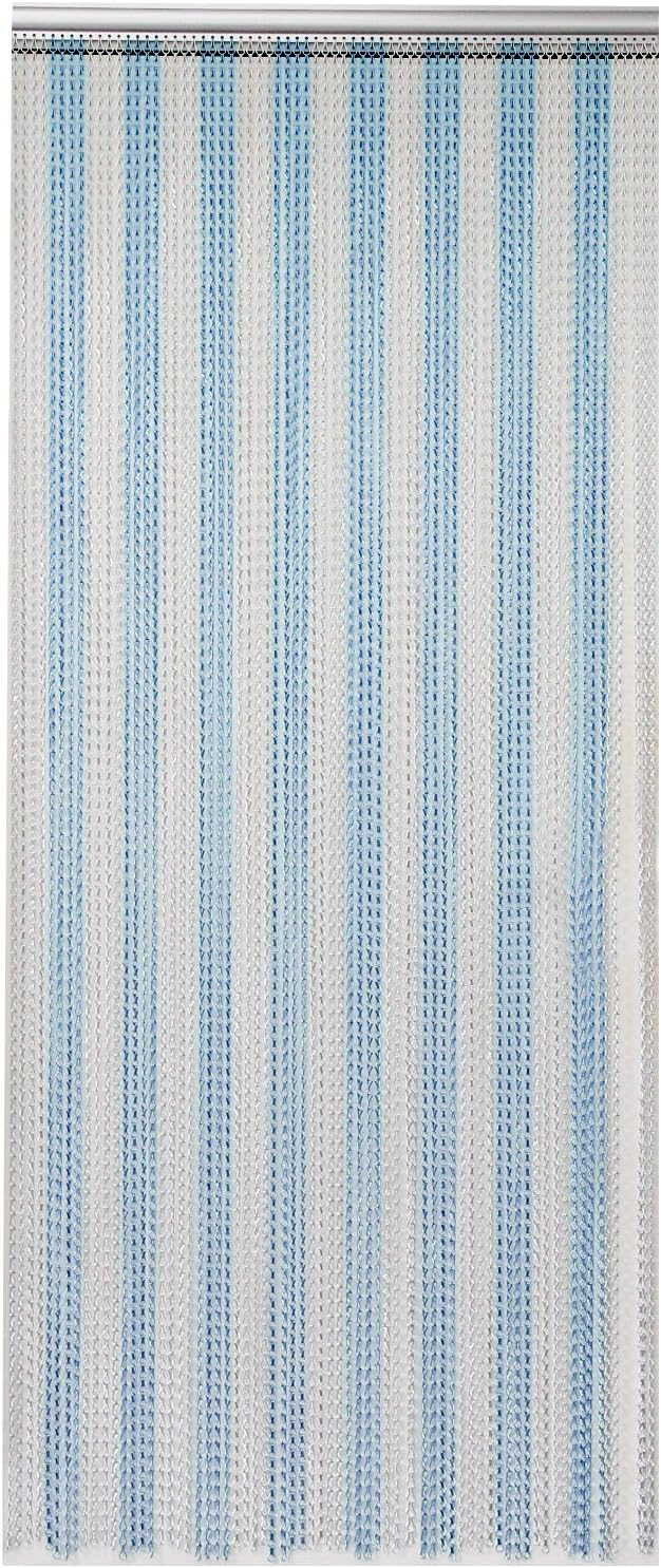 AllRight Door Chain Curtain Insect Door Strip Curtain 90cmx214.5cm Fly Pest Aluminium Metal Silver/Blue