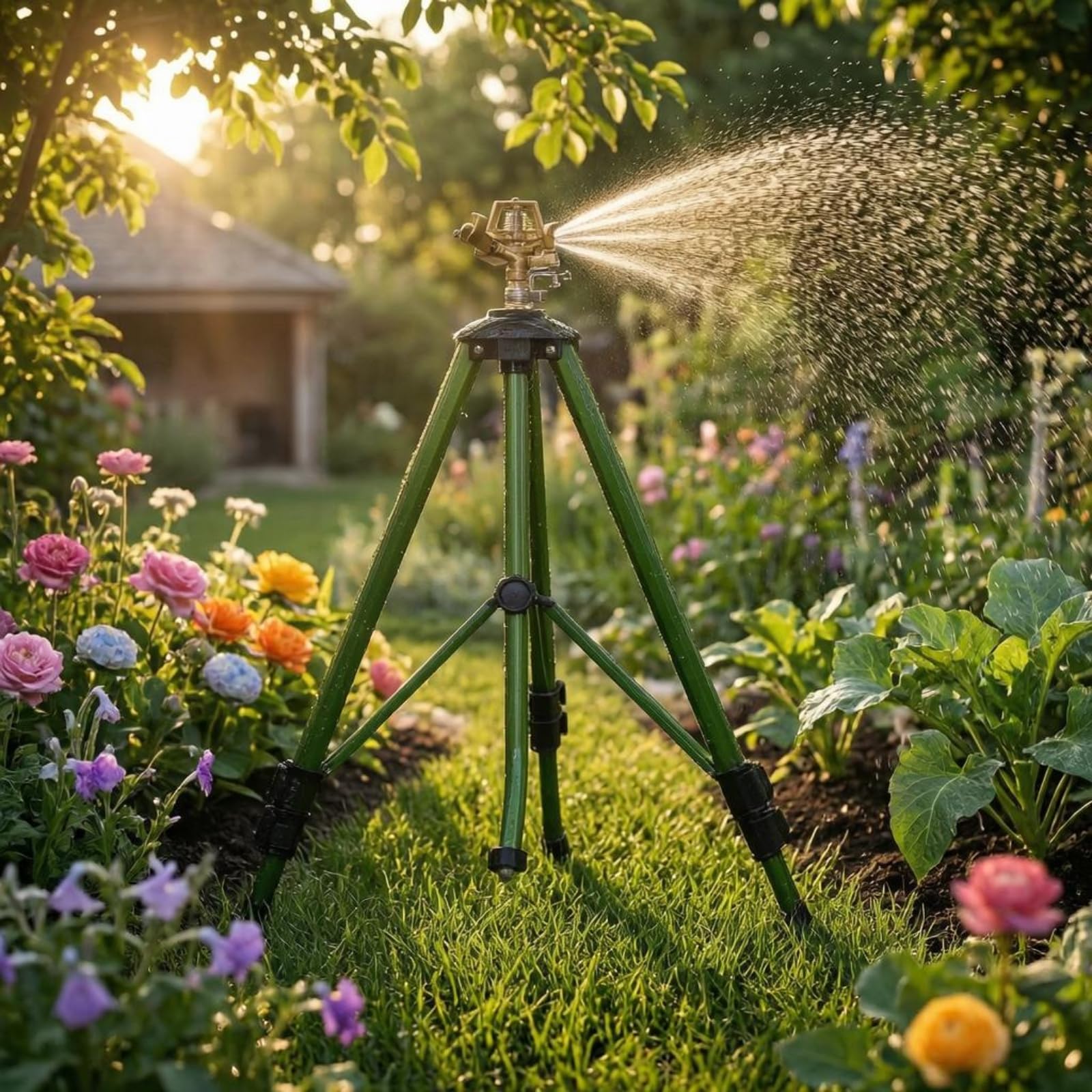 Verstellbarer Dreibein-Sprinkler Höhenverstellbar Einstellbarer Garten-Sprinkler Winkelverstellbar Metall-Rasensprenger
