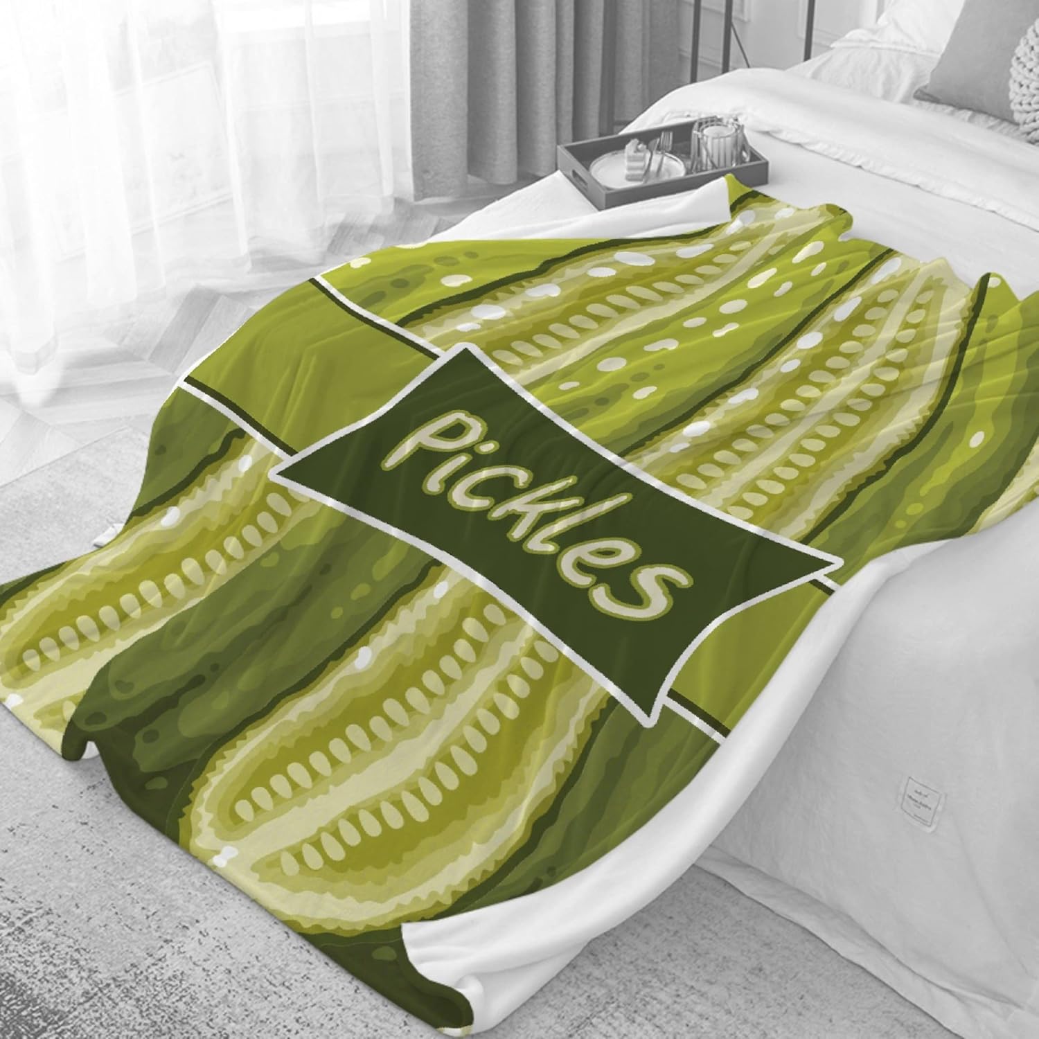 Pickles Flannel Throw Blanket - Ultra Soft Plush Bed Blanket for Home Decor - All Seasons for Couch, Sofa, Bed, 40"x50" - Kids/Throw Size