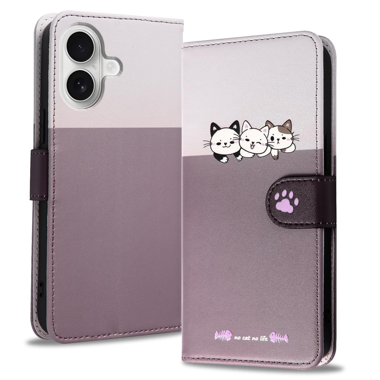 Reddylin と互換性のある iPhone 17 ケース 手帳型 かわいい猫 と互換性のある アイフォン17 ケース 手帳型 財布型 向けの いphone17 スマホケース 手帳型 向けの iPhone17 携帯ケース TPU素材 全面保護 カード収納 に適合する あいふおん17ケース 可愛い スタンド機能 6.3インチ 手触りが良い 耐衝撃 -ライトコーヒーカラー