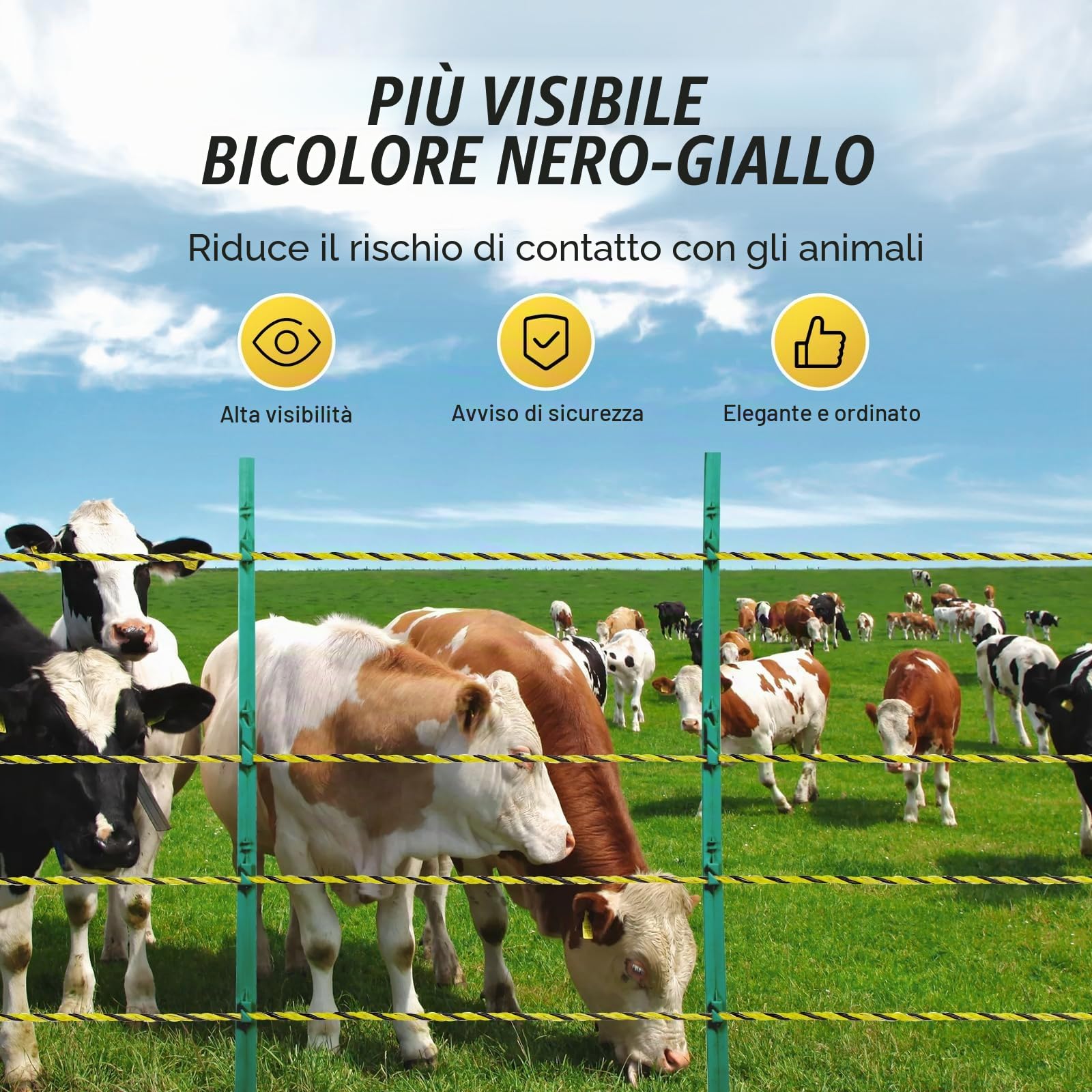 VEVOR Filo per Recinzione Elettrica, Filo Polietilene Portabile 1026 m, Lega Alluminio Diametro 3,17 mm 6 Fili in Acciaio Inox per Maggiore Conduttività e Resistenza Ruggine, per Cavalli, Bestiame