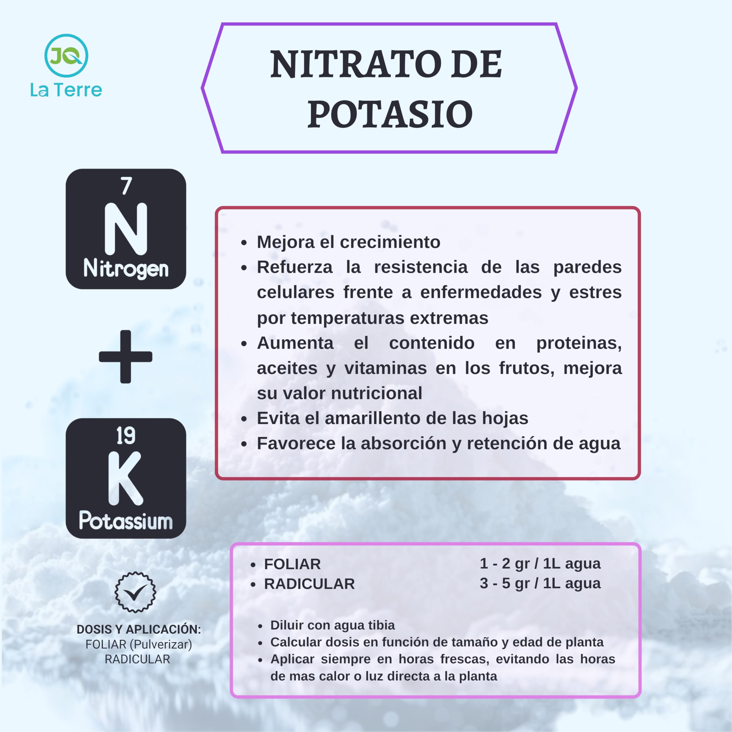 NITRATO DE POTASIO DE 5 KGS CON CUCHARA DOSIFICADORA nitrato potasico para plantas para la maduración en frutales y huerta floracion más abundante y duradera, resistencia a enfermedades